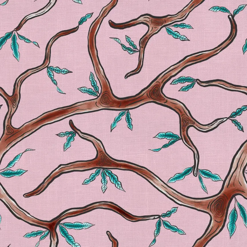 Botanical Branch with bright teal leaves - In the Dream I'm Having collection by Pesky Cat Studio