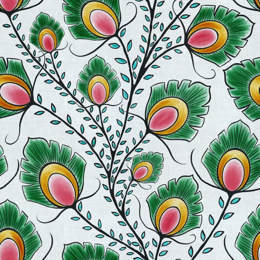 Peacock Feather from Polish Folklore pattern - part of the In the Dream I'm Having collection by Pesky Cat Studio
