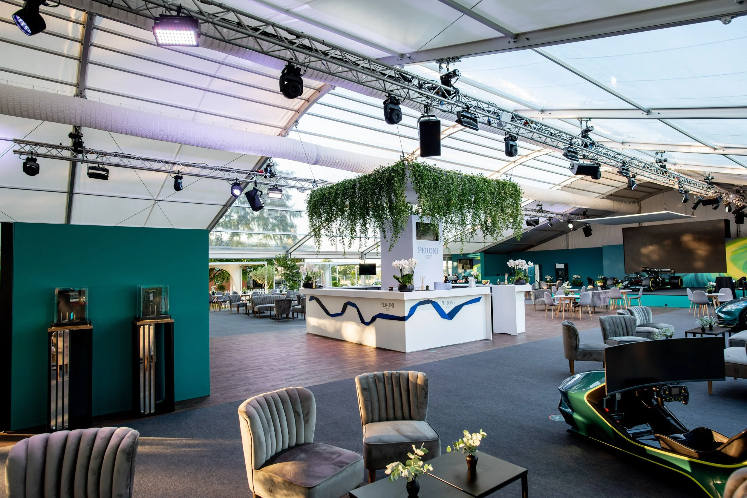 Peroni styled bar at Aston Martin Hospitality Silverstone