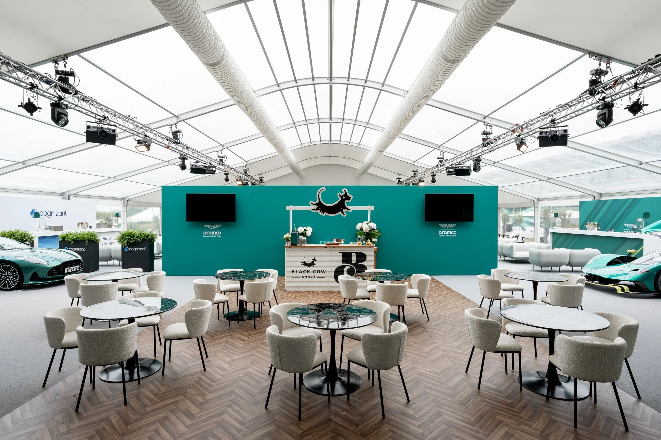 Sponsored bar and chill out area at Aston Martin Hospitality Event