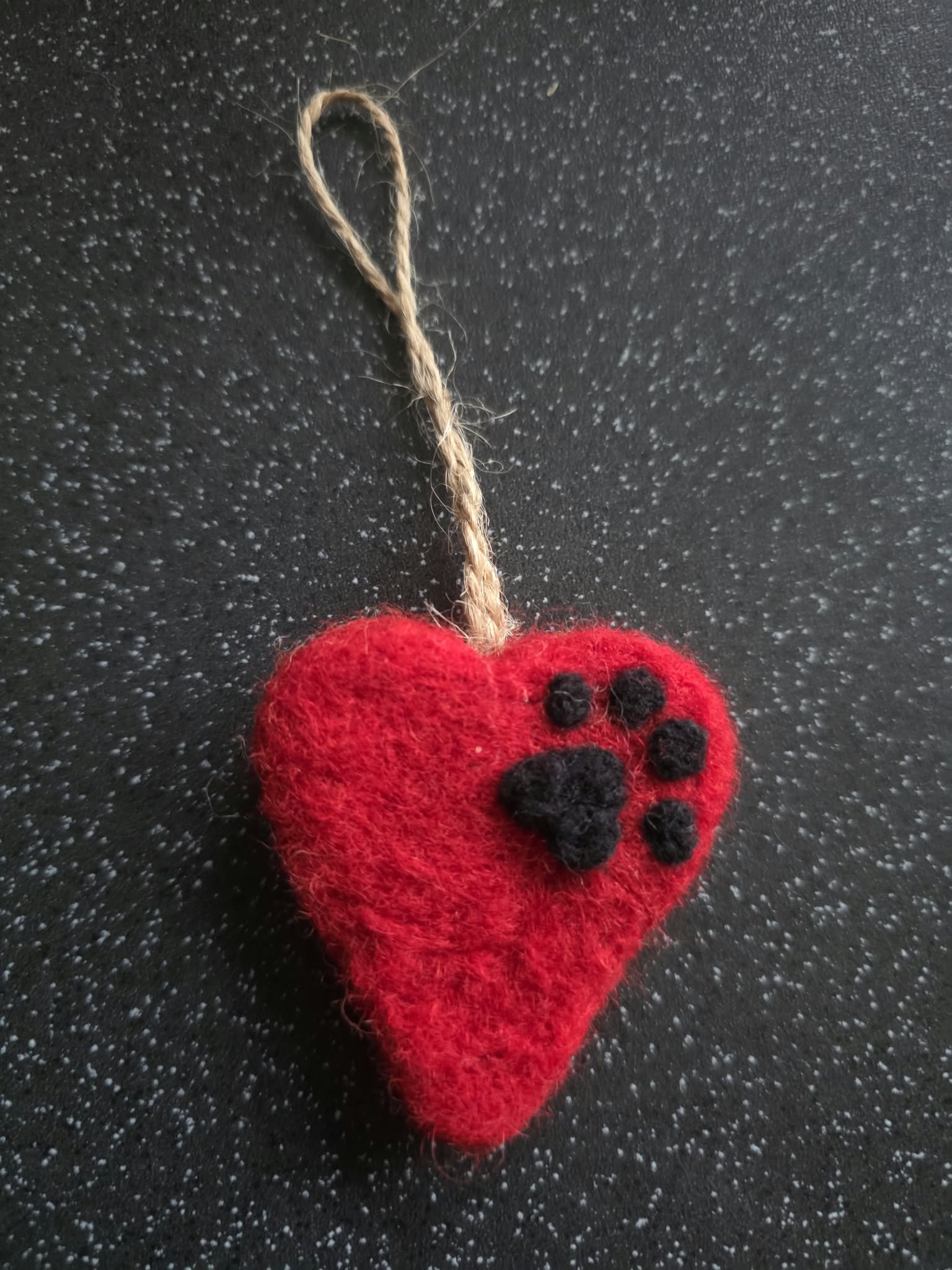 Needle felted hanging heart