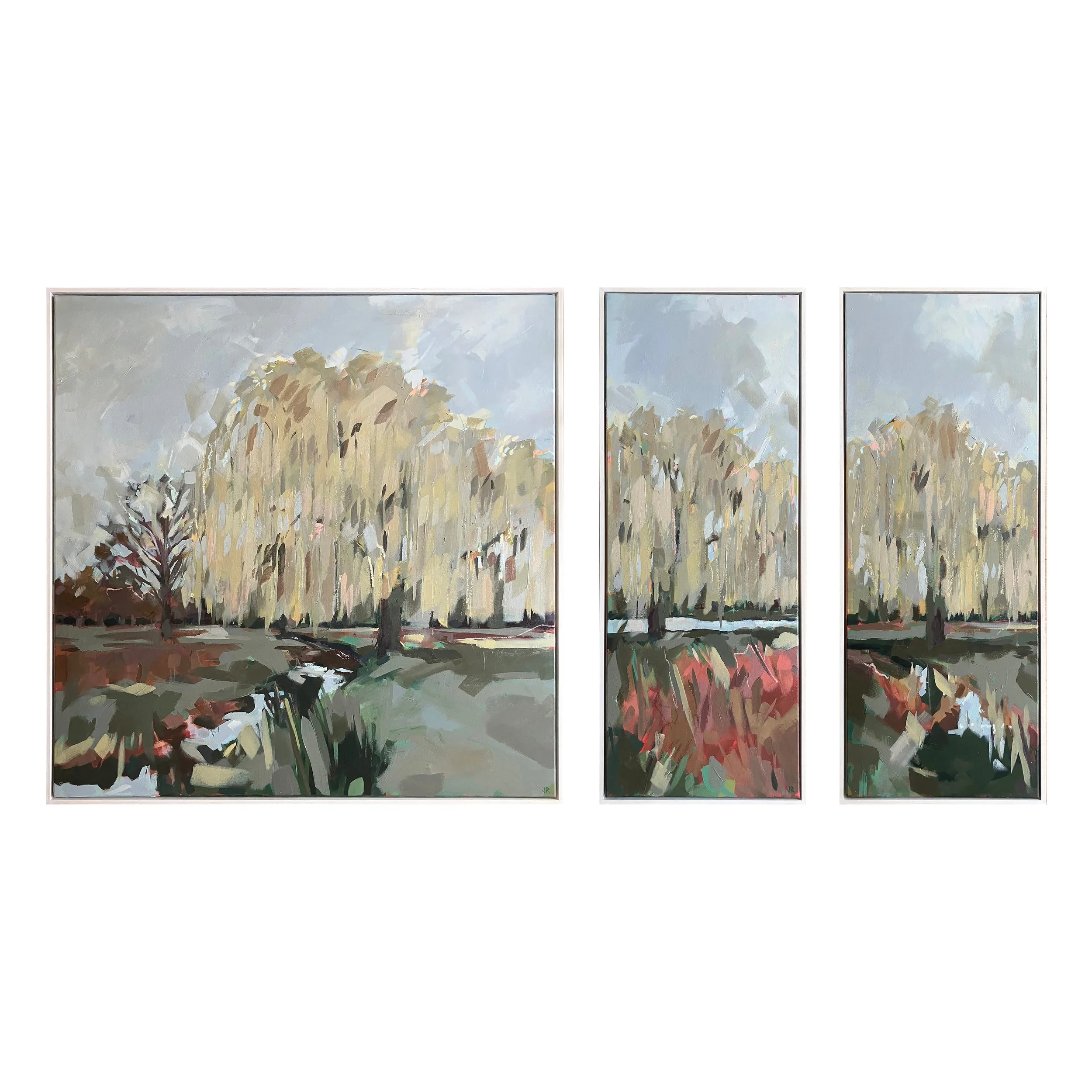 Pale Willow tripych, acrylic on canvas, 100x100cm & 100x40cm - AVAILABLE