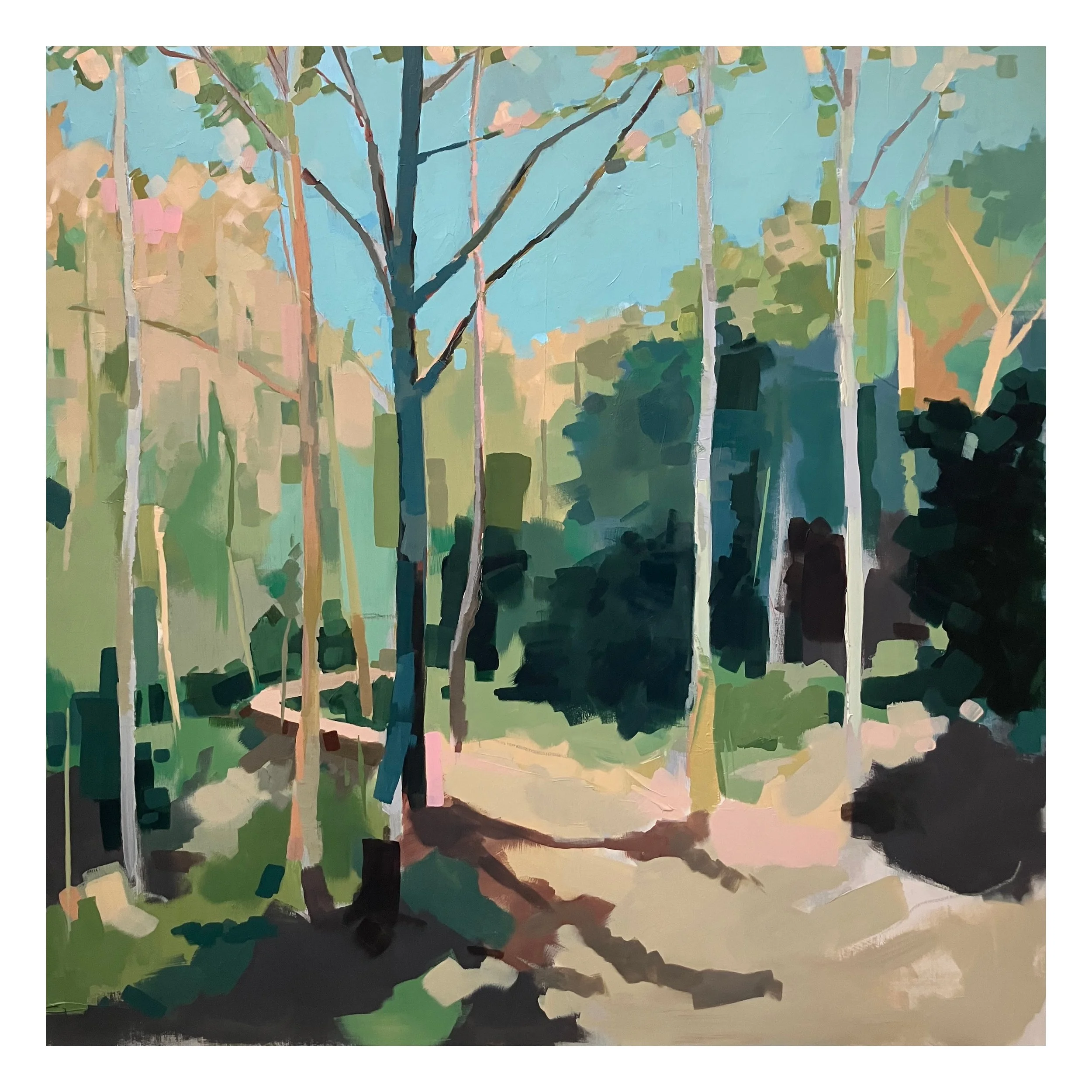 Spring Dalliance, acrylic on board, 100x100cm