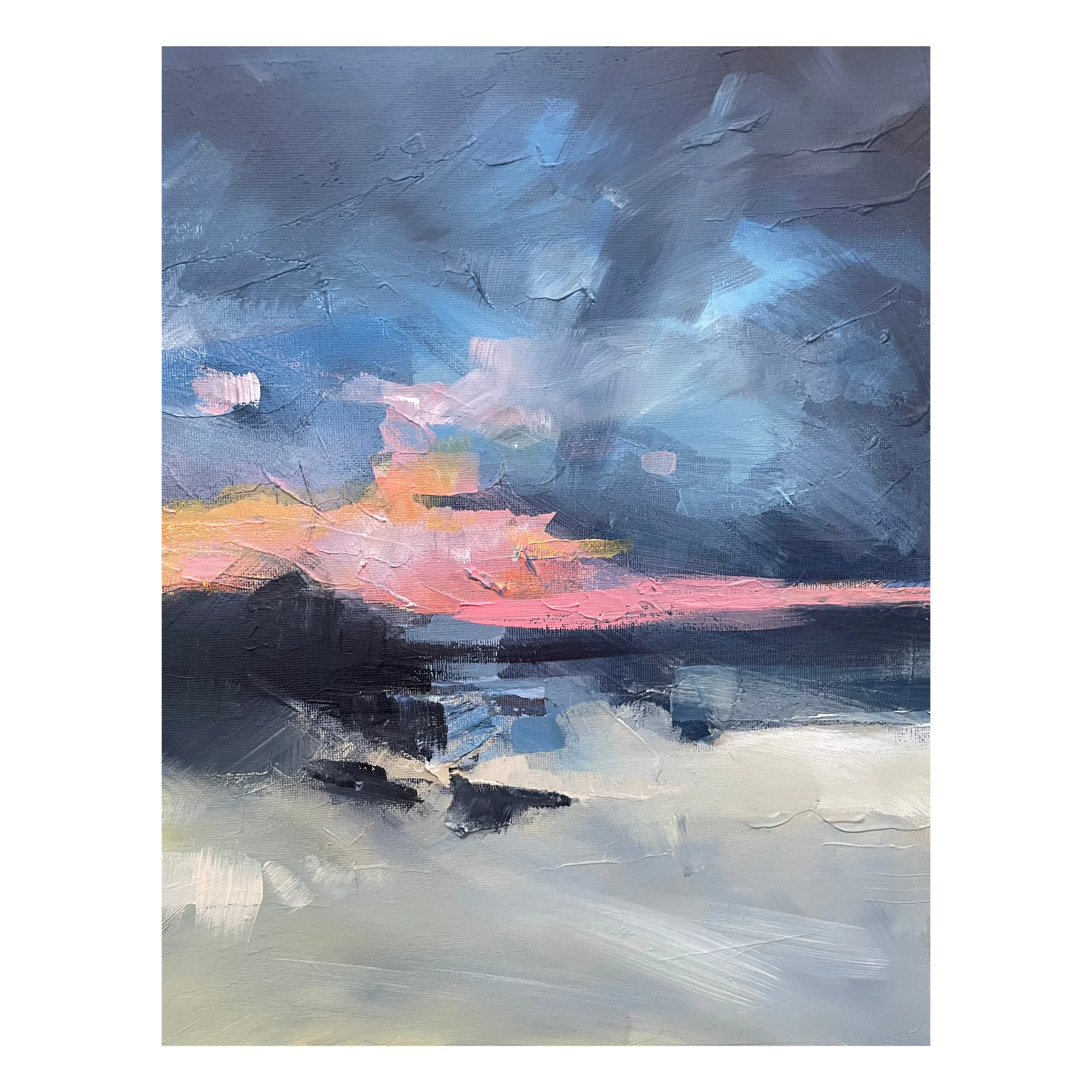 Porthmeor sunset, acrylic on canvas, 40x30cm
