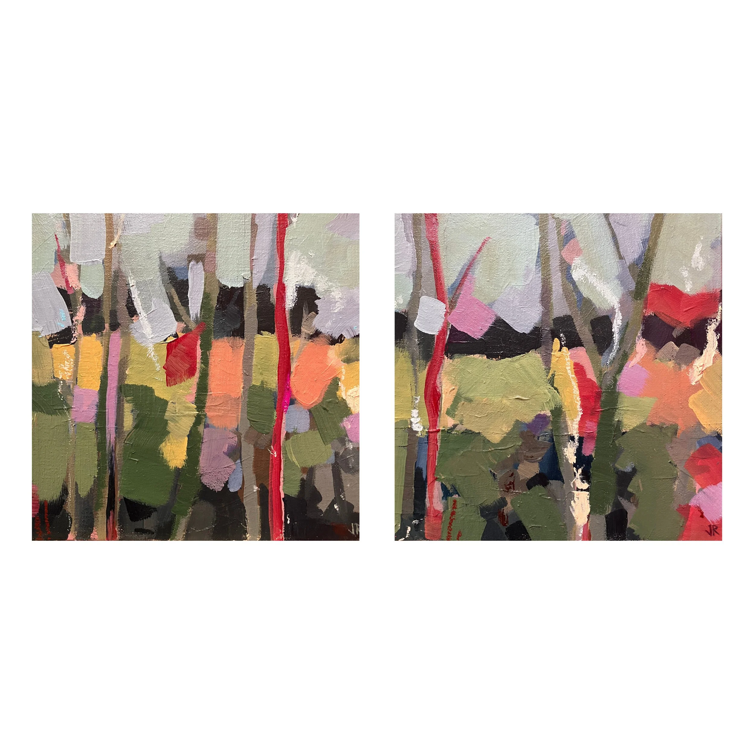 Train windows, acrylic on board, 20x20cm - AVAILABLE