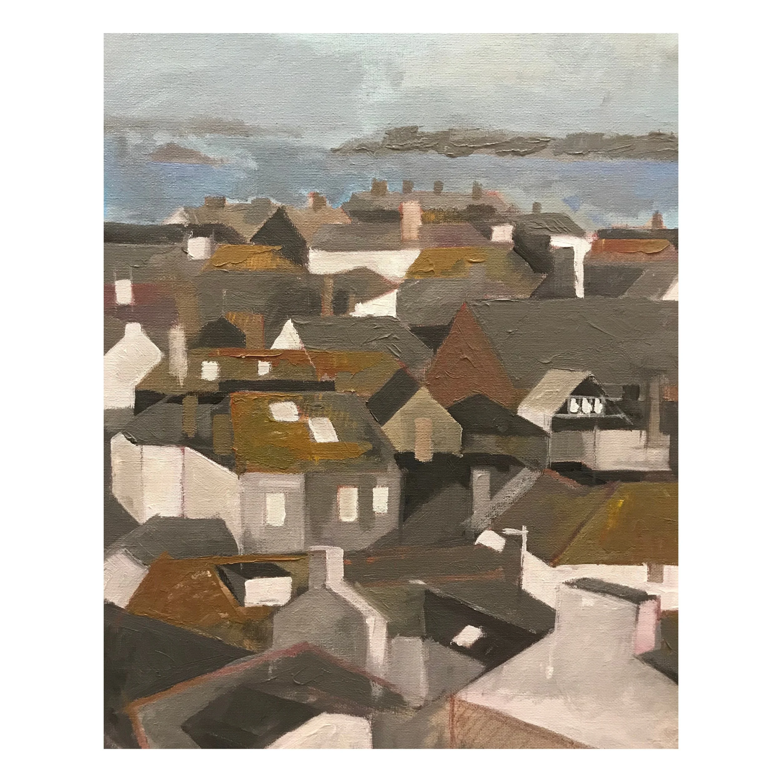 St Ives rooftops, acrylic on board, 50x40cm
