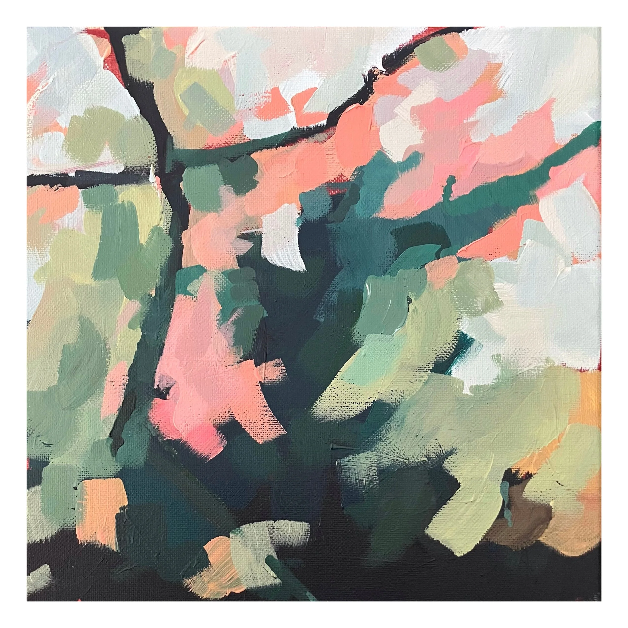 Blossom fall, acrylic on canvas, 30x30cm