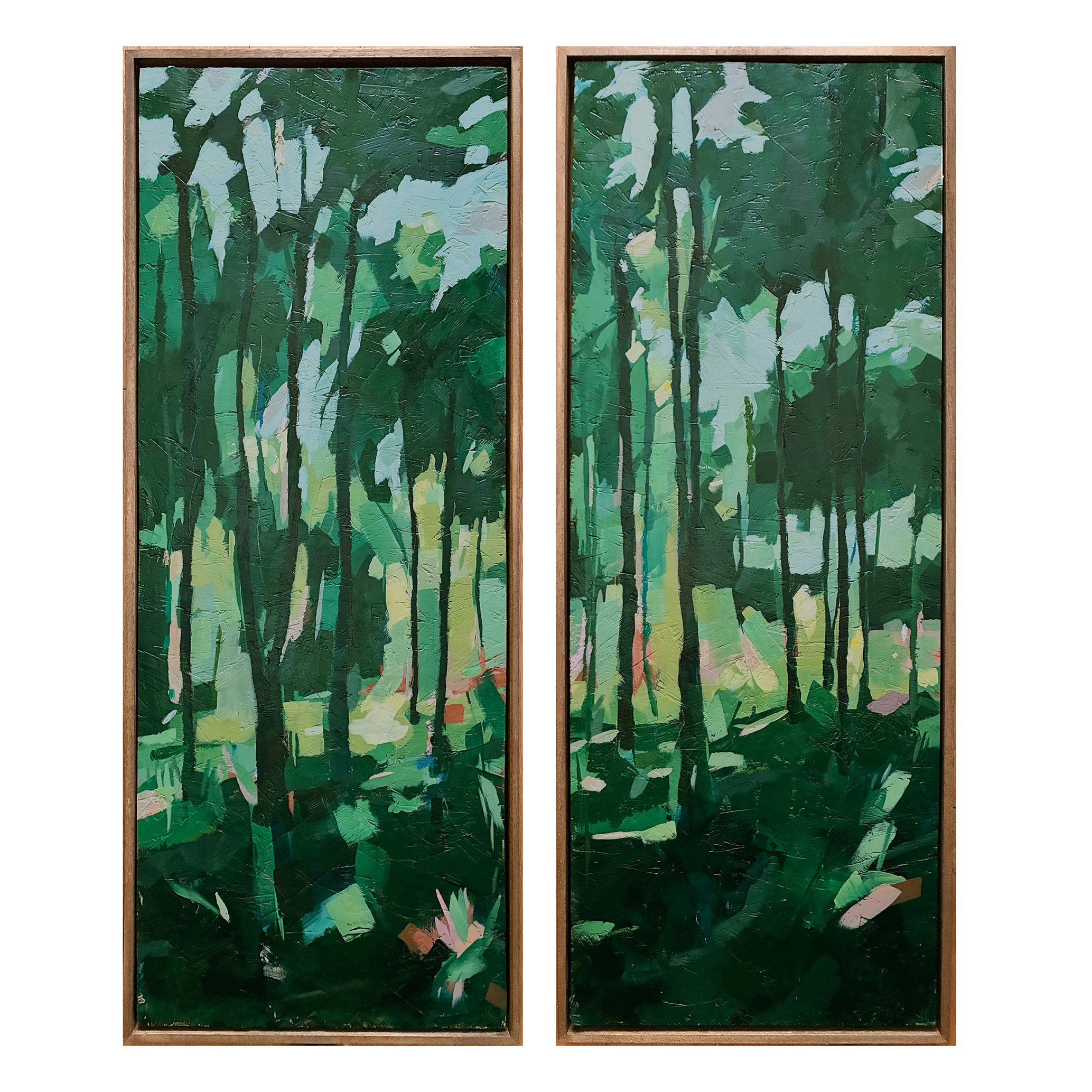 Forest Stripes Diptych, acrylic on OSB board, 100x40cm each - AVAILABLE
