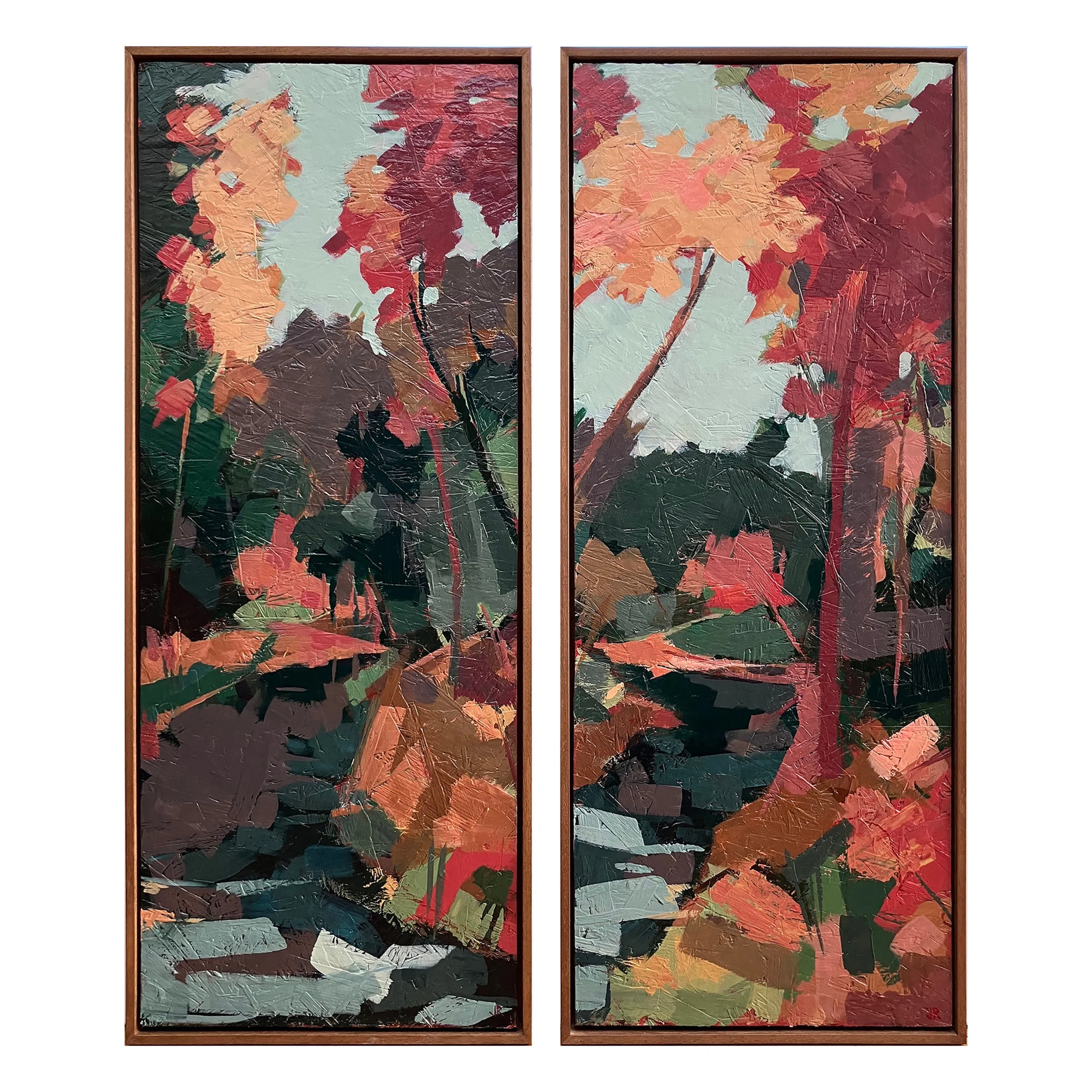Autumn Arrival Diptych, acrylic on canvas, 100x40cm each