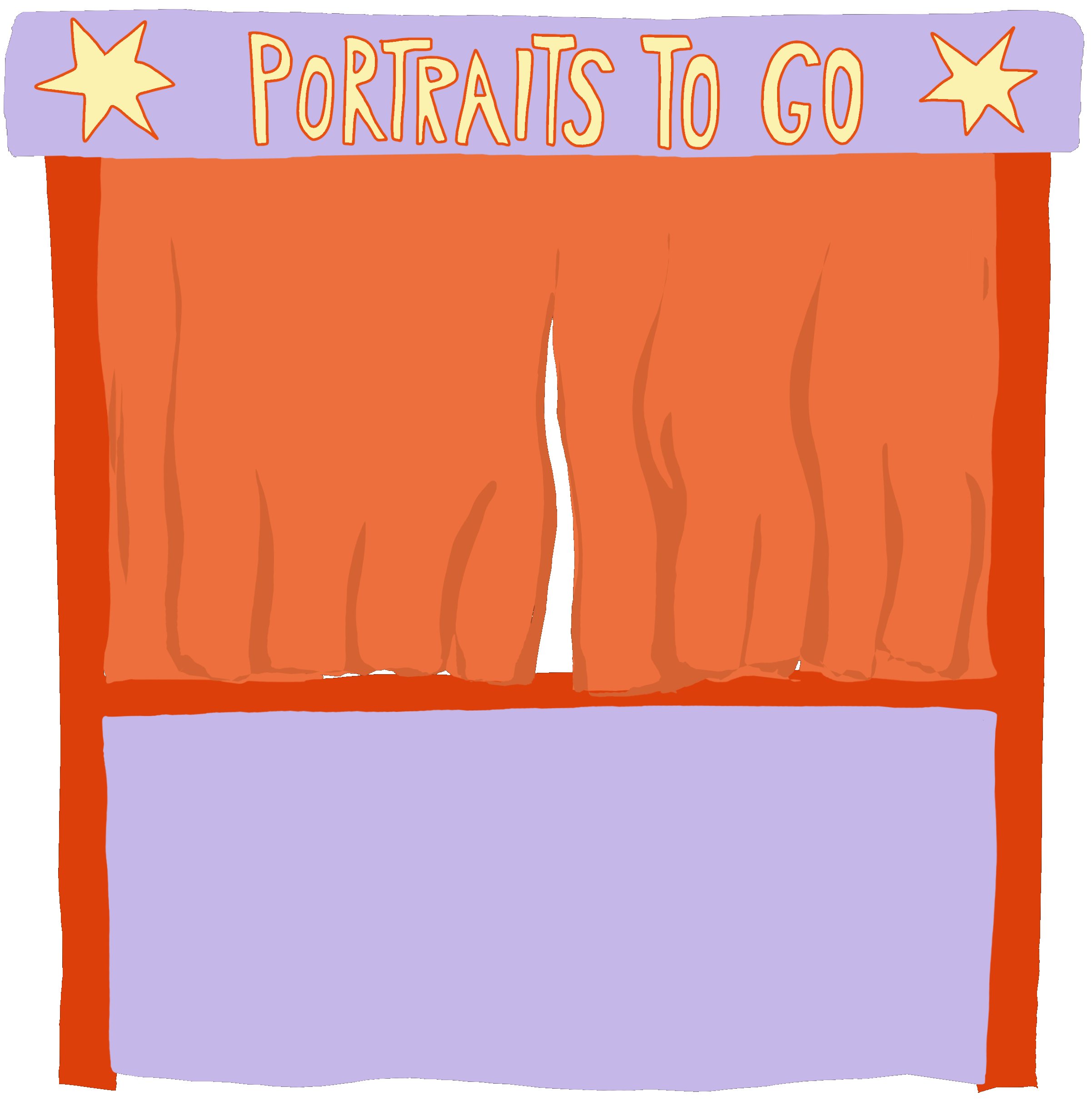 Kasperlethater mit der Aufschrift 'Portraits To Go'