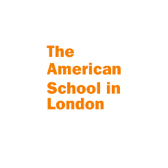 Text reading 'The American School in London' with a black background