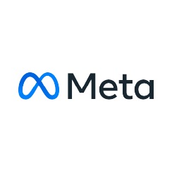 Meta logo with a blue infinity symbol and the word 'Meta' in black