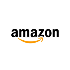 Amazon logo on a black background