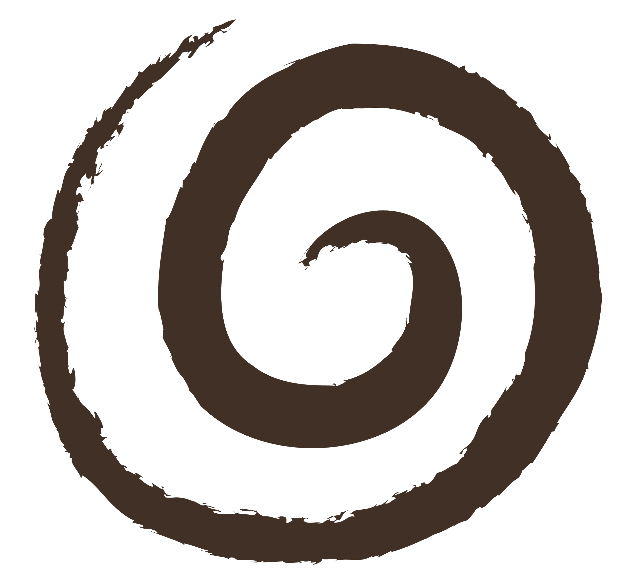 A brown spiral pattern on a black background.