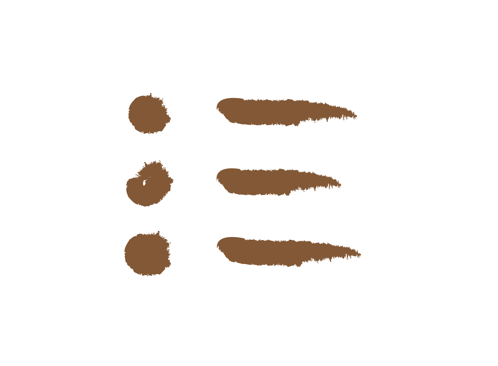 Illustration showing three different types of brownies with varying textures and a list of their characteristics.