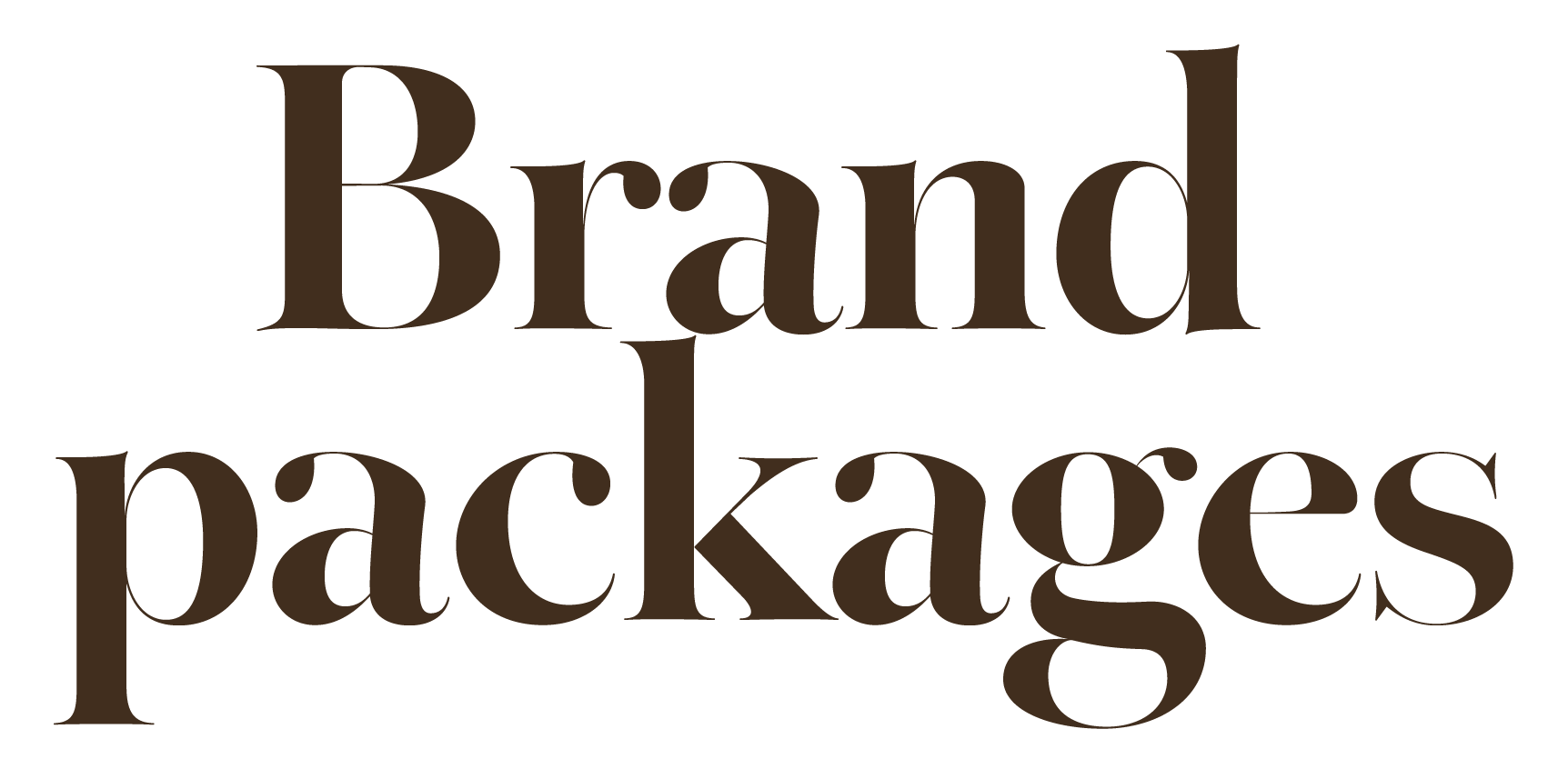 Text in large brown font that reads "Brand packages"