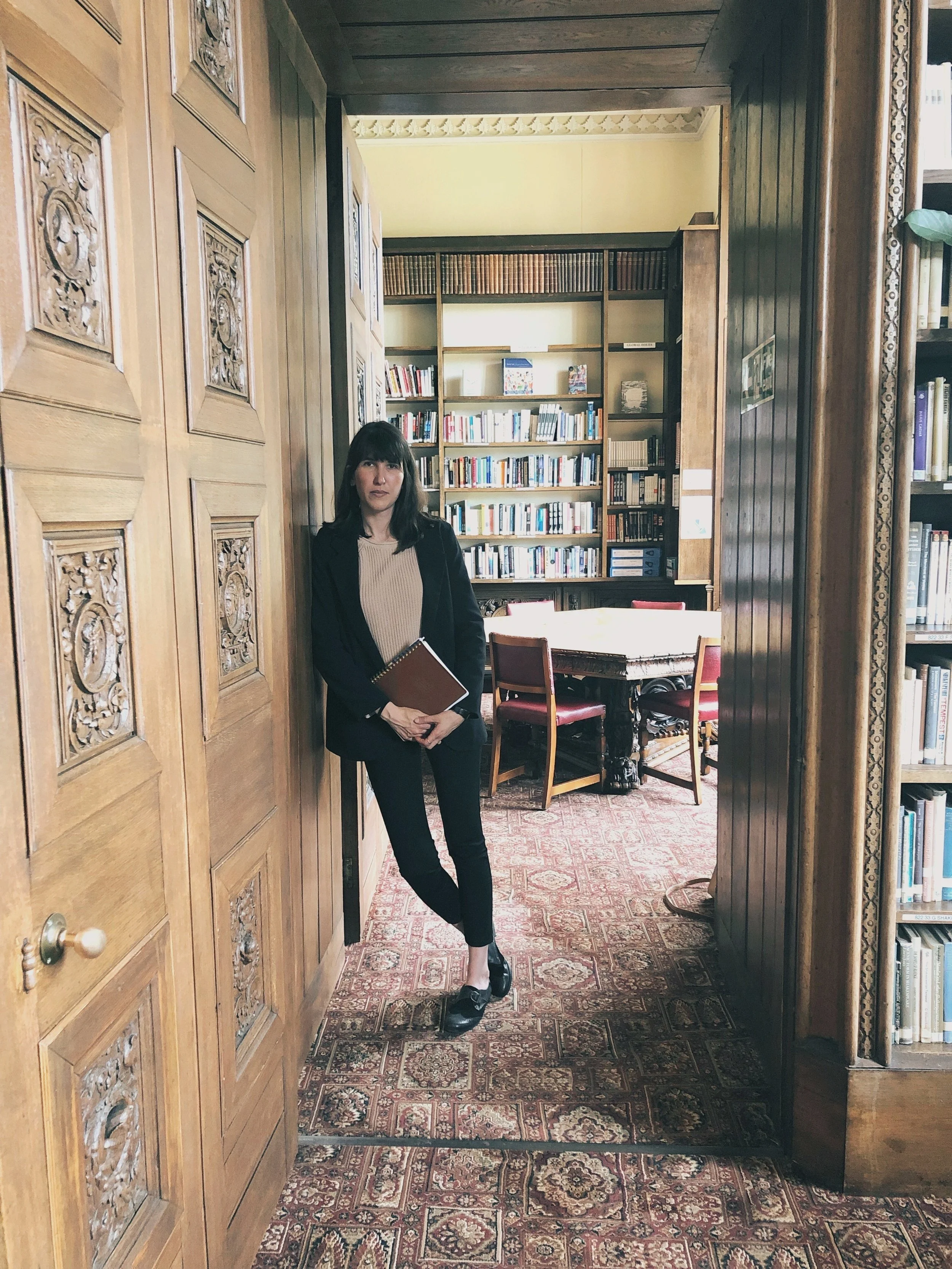 Me, standing inside the library of Wroxton College.
