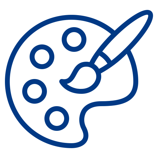 Icône de palette de peinture avec pinceau.