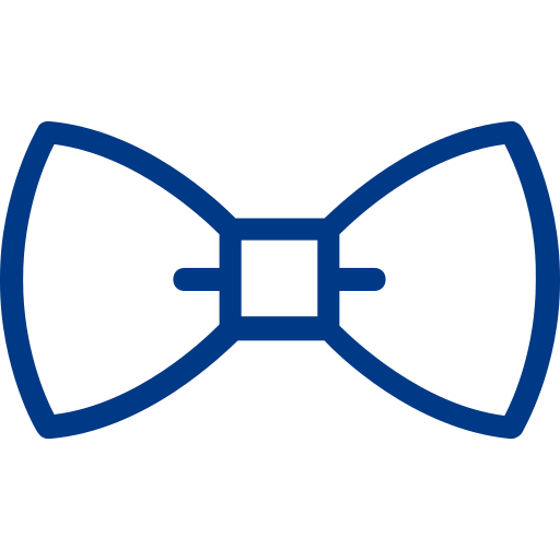 Illustration d'un nœud papillon stylisé en ligne, de couleur bleue.