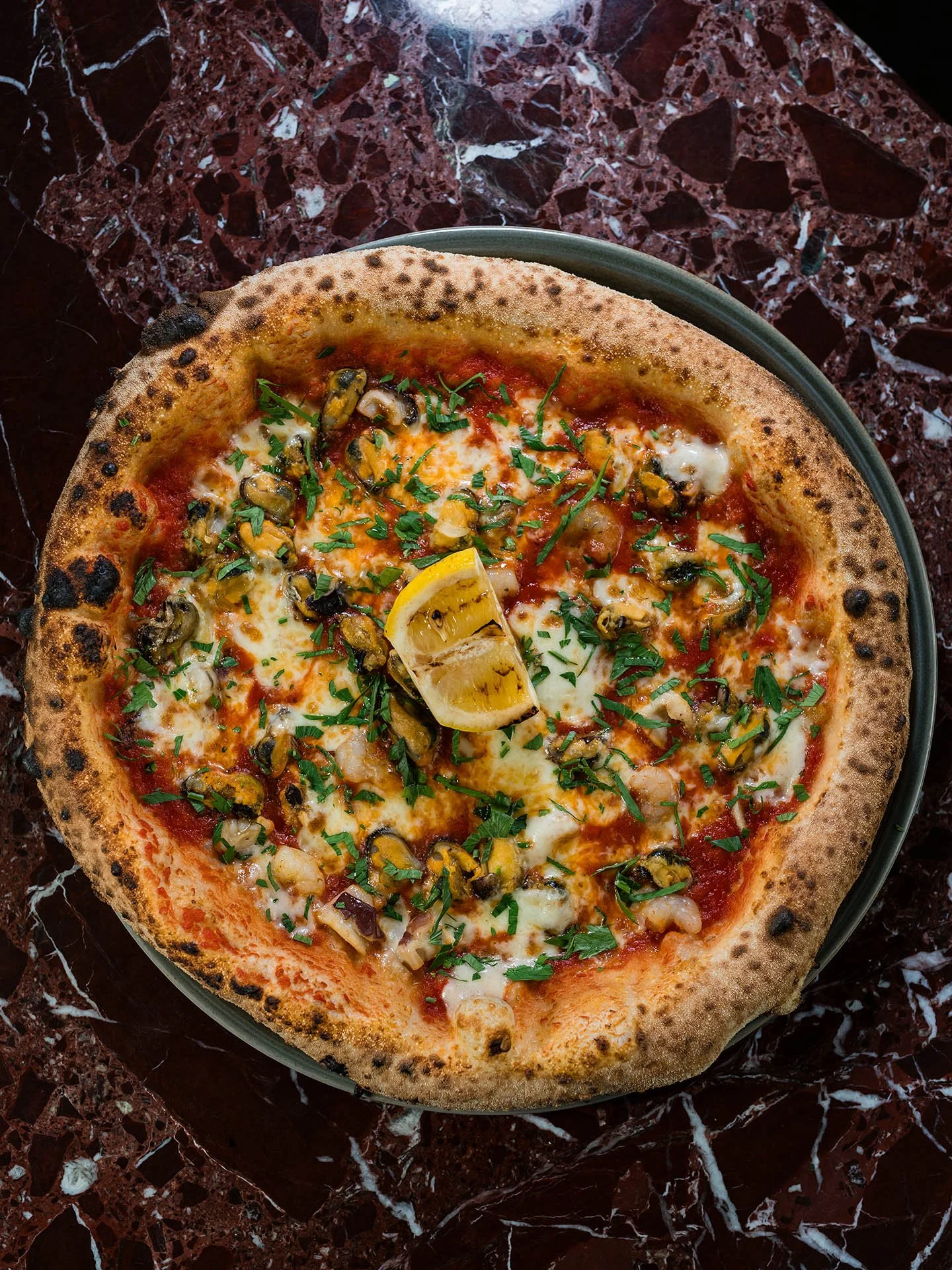 Pizza Frutti Di Mare bild uppifrån