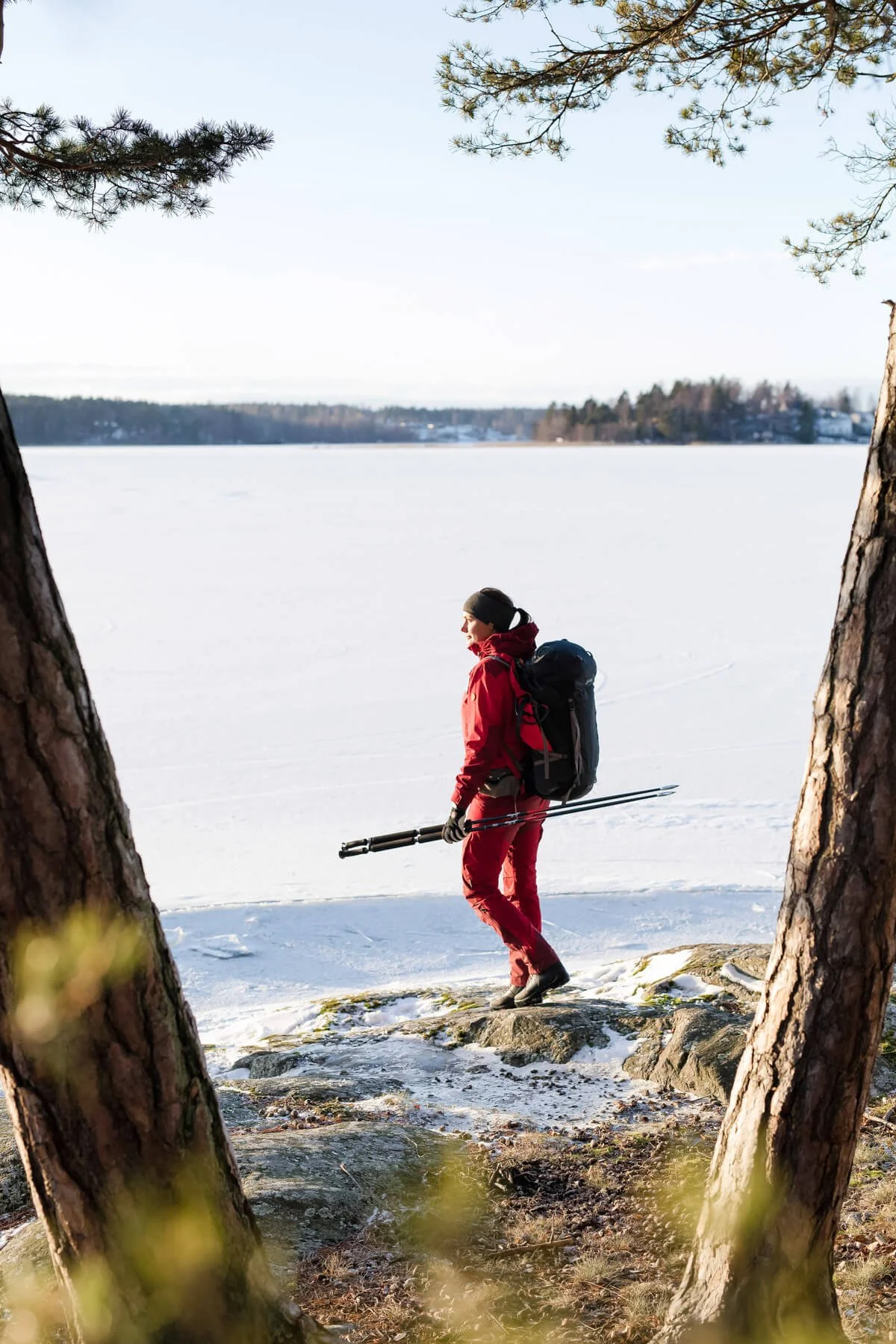 Swedish Nordic Ice Skater Approaching Frozen Lake