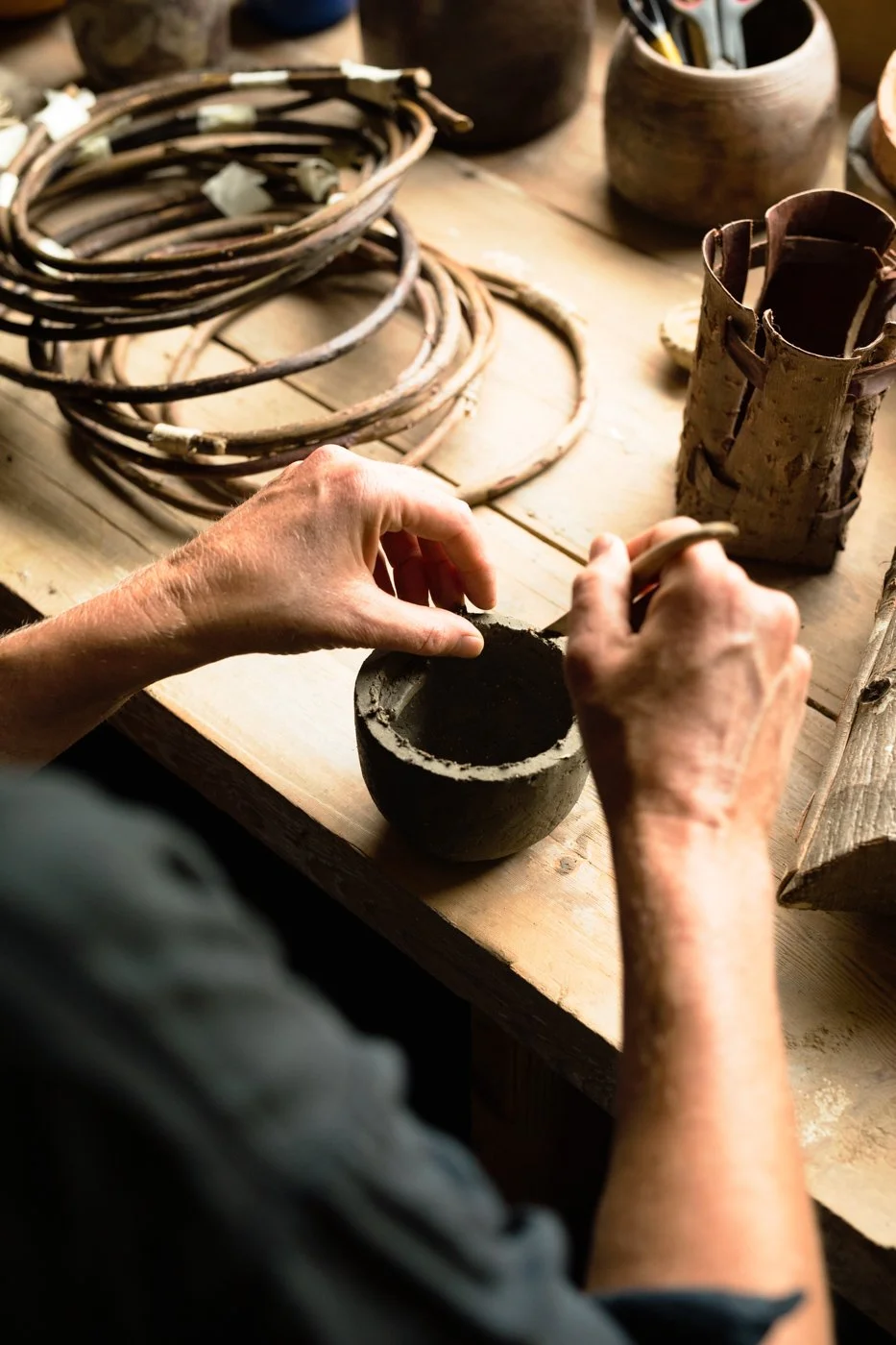 Close-Up, Hands Crafting Wild Pottery Cup in Workshop