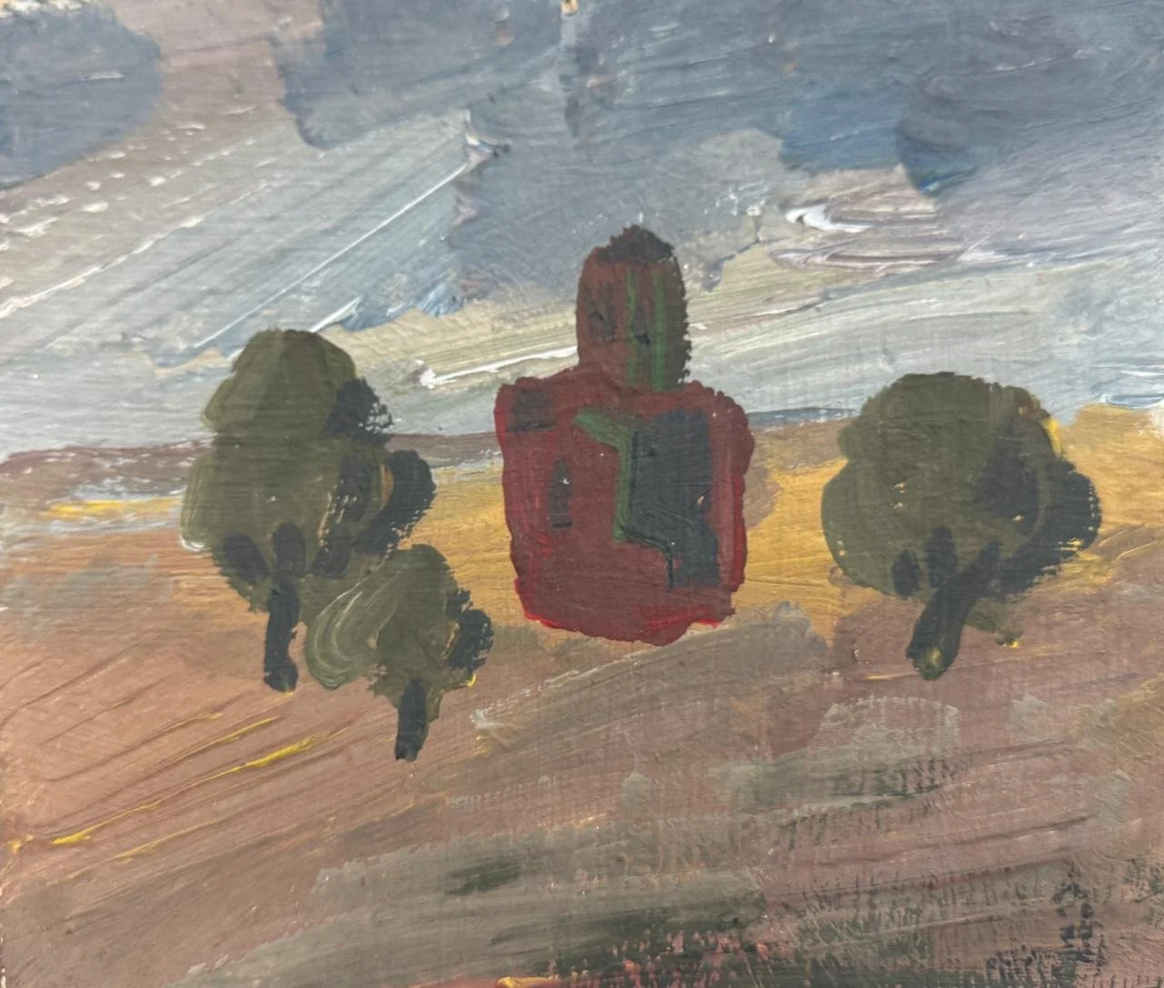 Tengiz Mirzashvili 'Landscape', tempera on board, 15.5 x 18 cm.