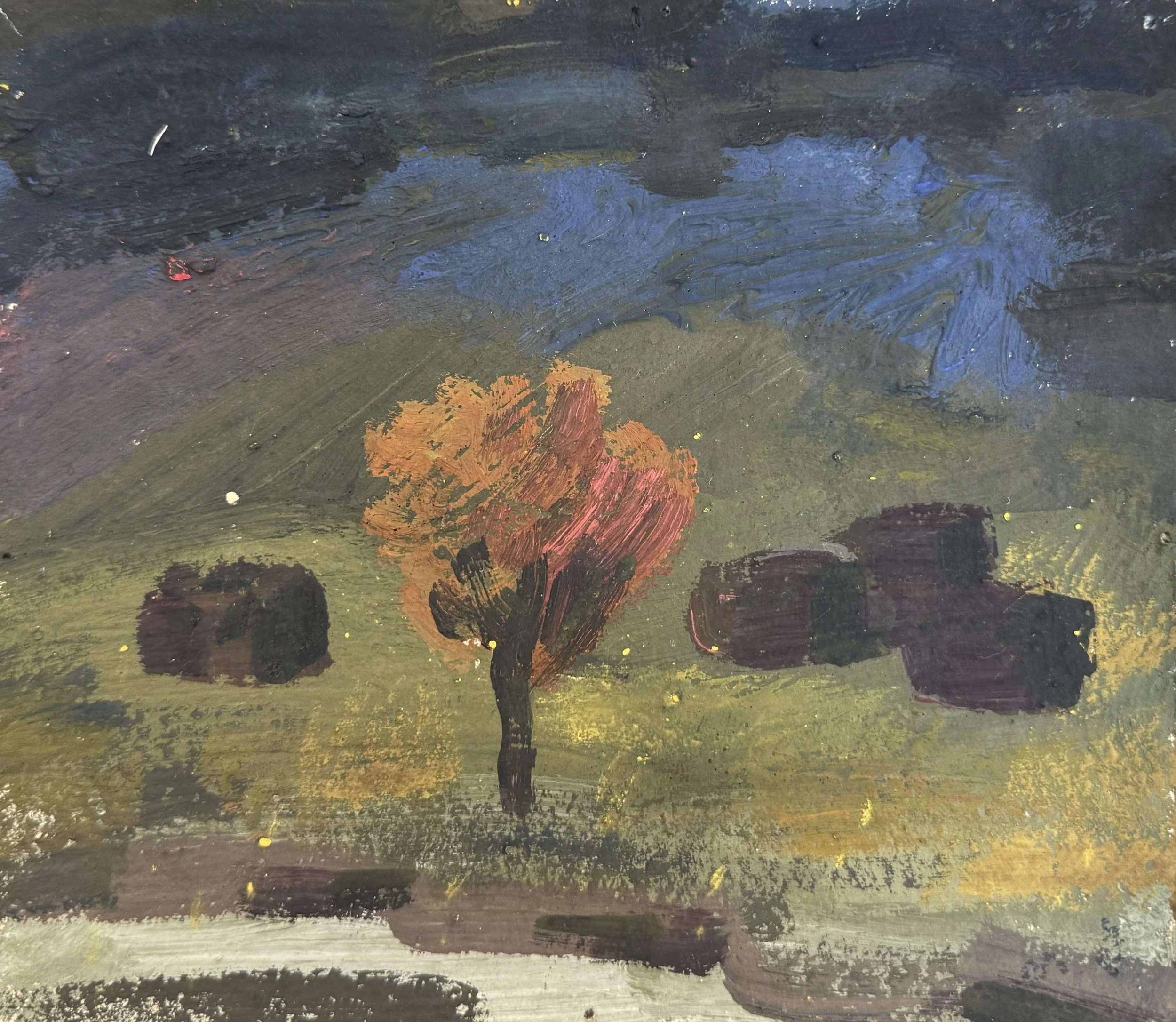 Tengiz Mirzashvili 'Landscape', tempera on board, 17.5 x 20 cm.