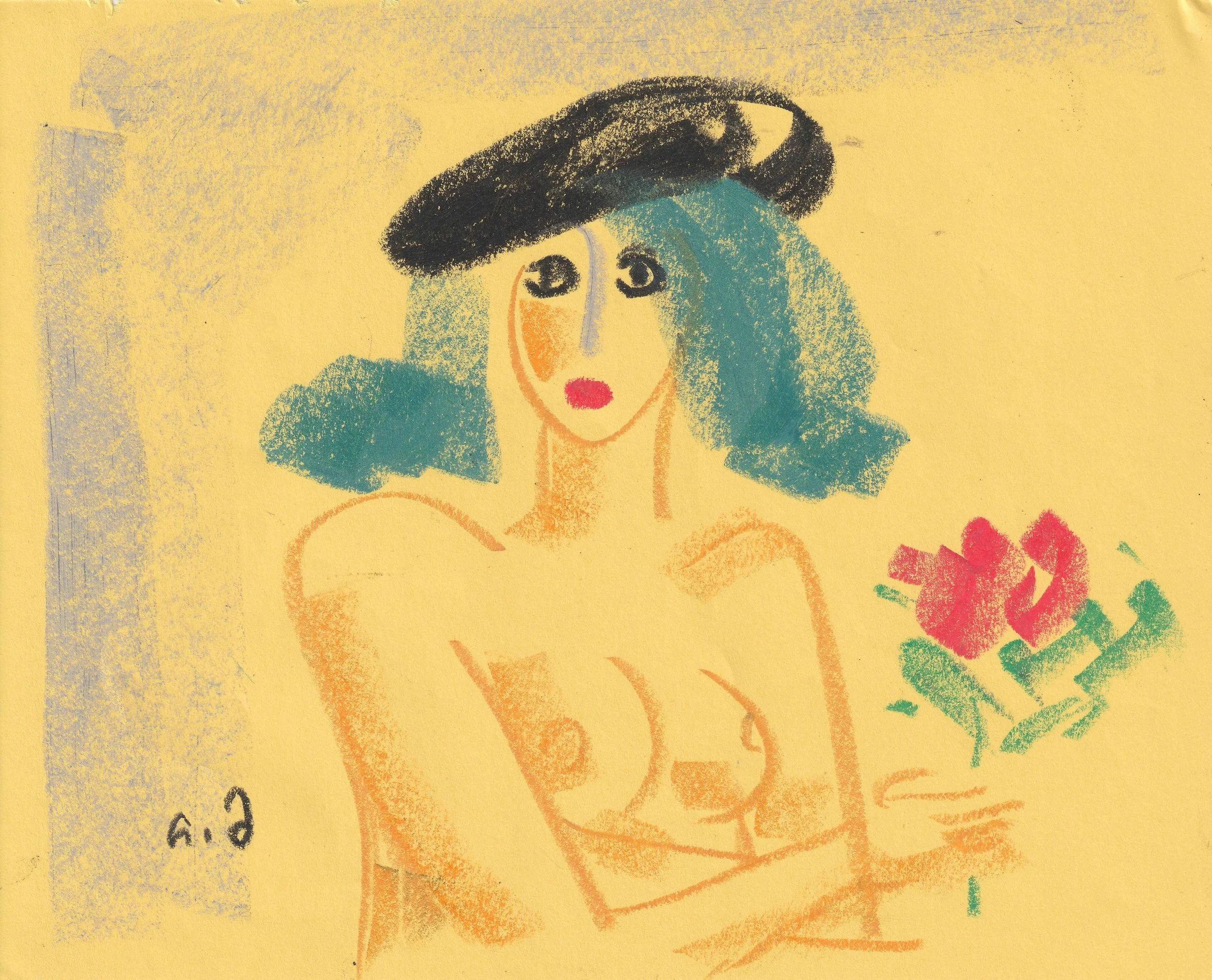 Tengiz Mirzashvili ‘Composition’ pastel on paper, 17 x 21 cm.