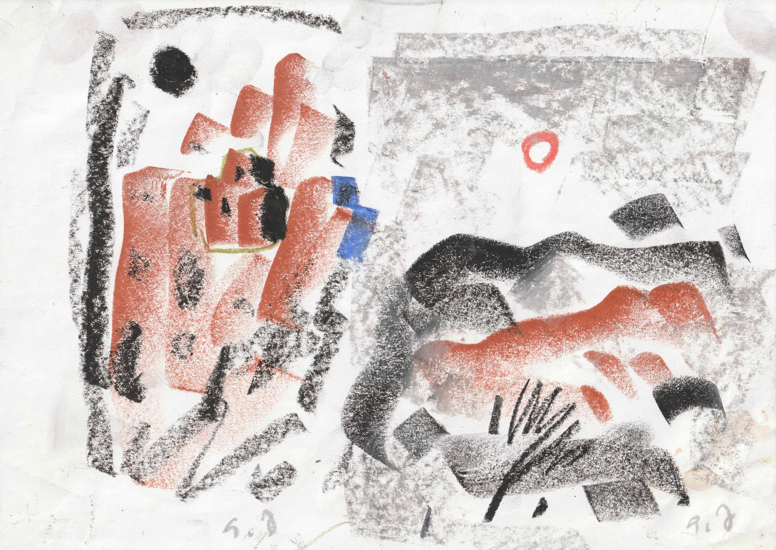 Tengiz Mirzashvili ‘Composition’ pastel on paper, 21 x 29,5 cm.