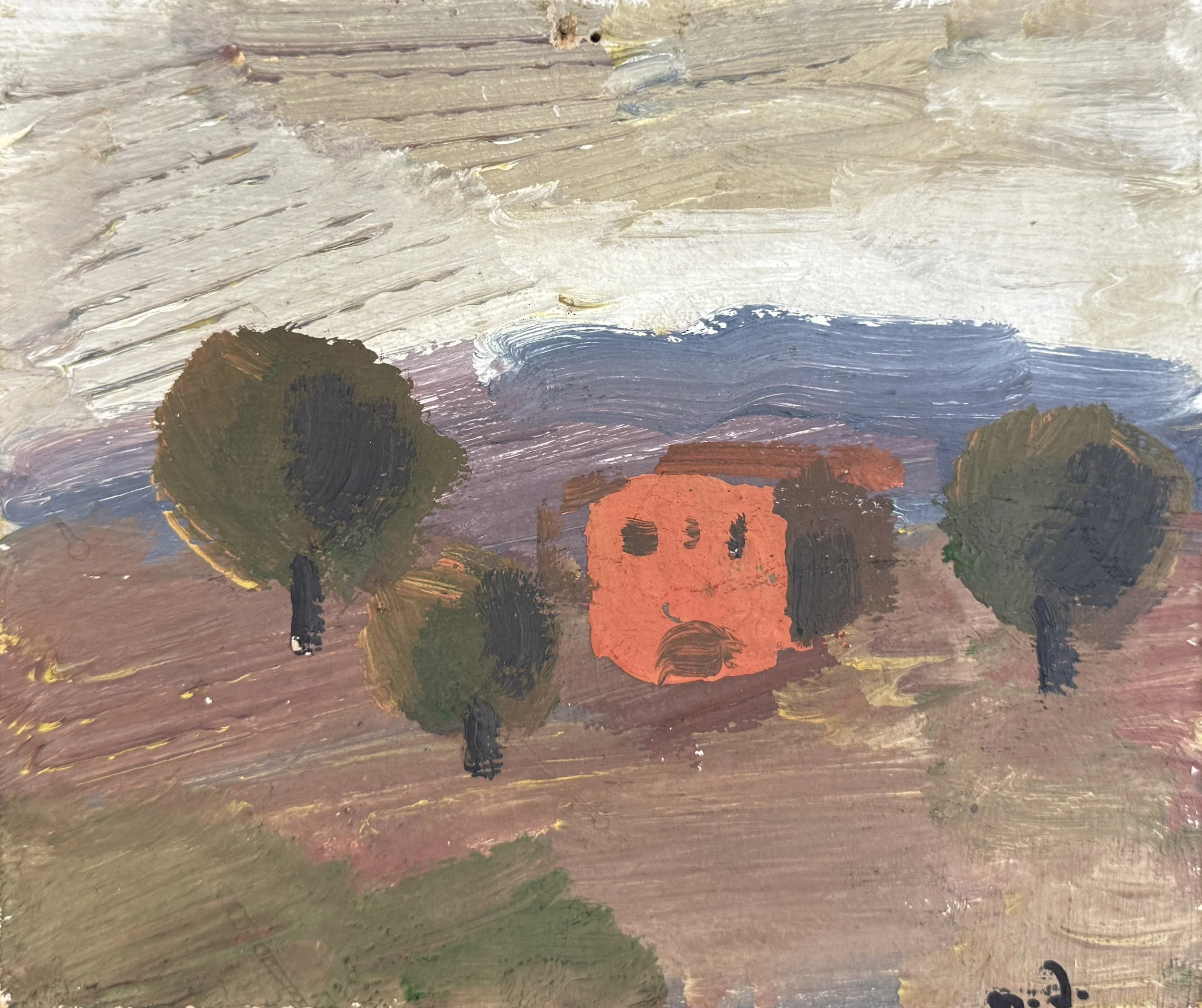 Tengiz Mirzashvili 'Landscape', tempera on board, 15.5 x 18.5 cm.