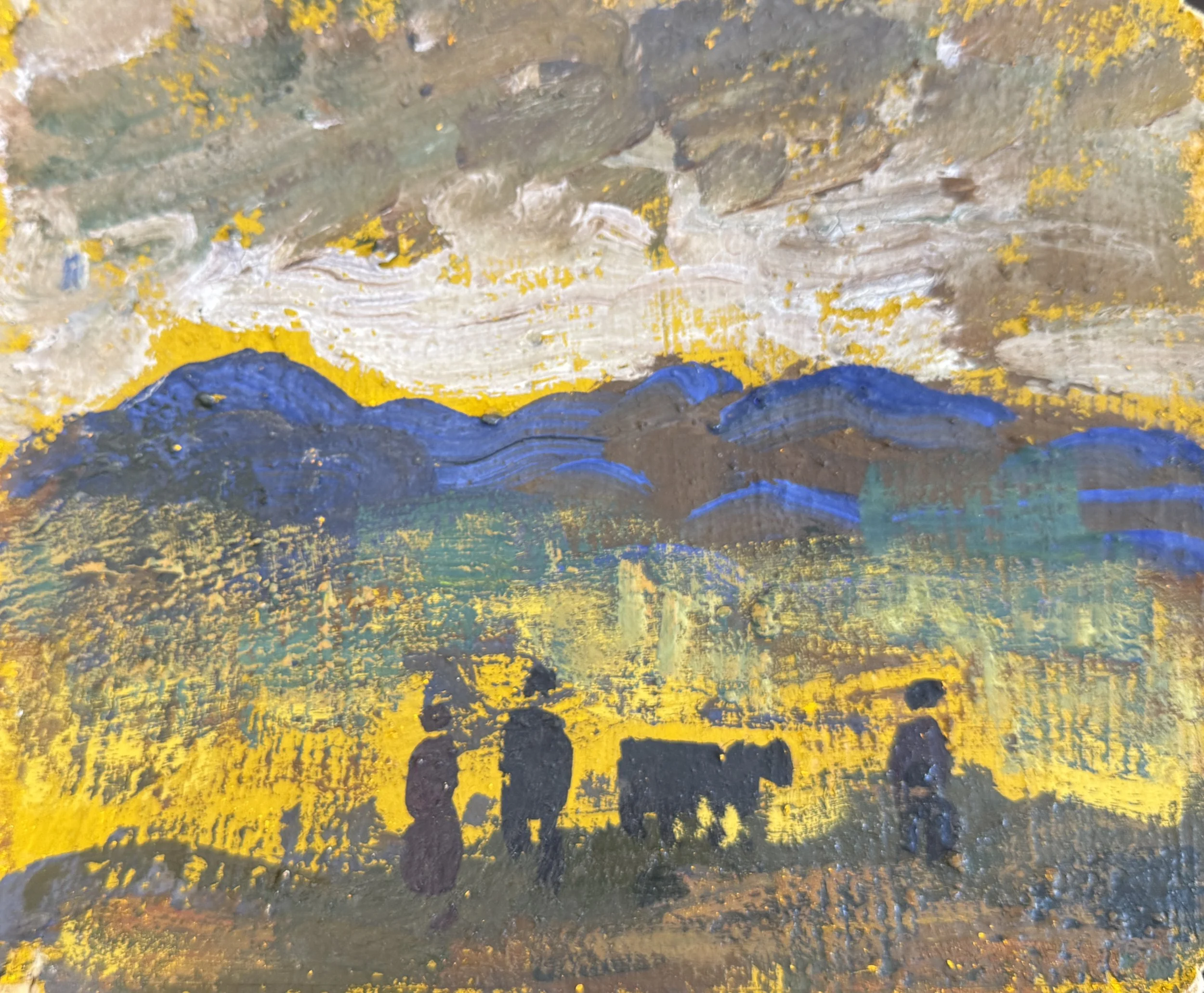 Tengiz Mirzashvili 'Landscape', tempera on board, 17 x 20.5 cm.