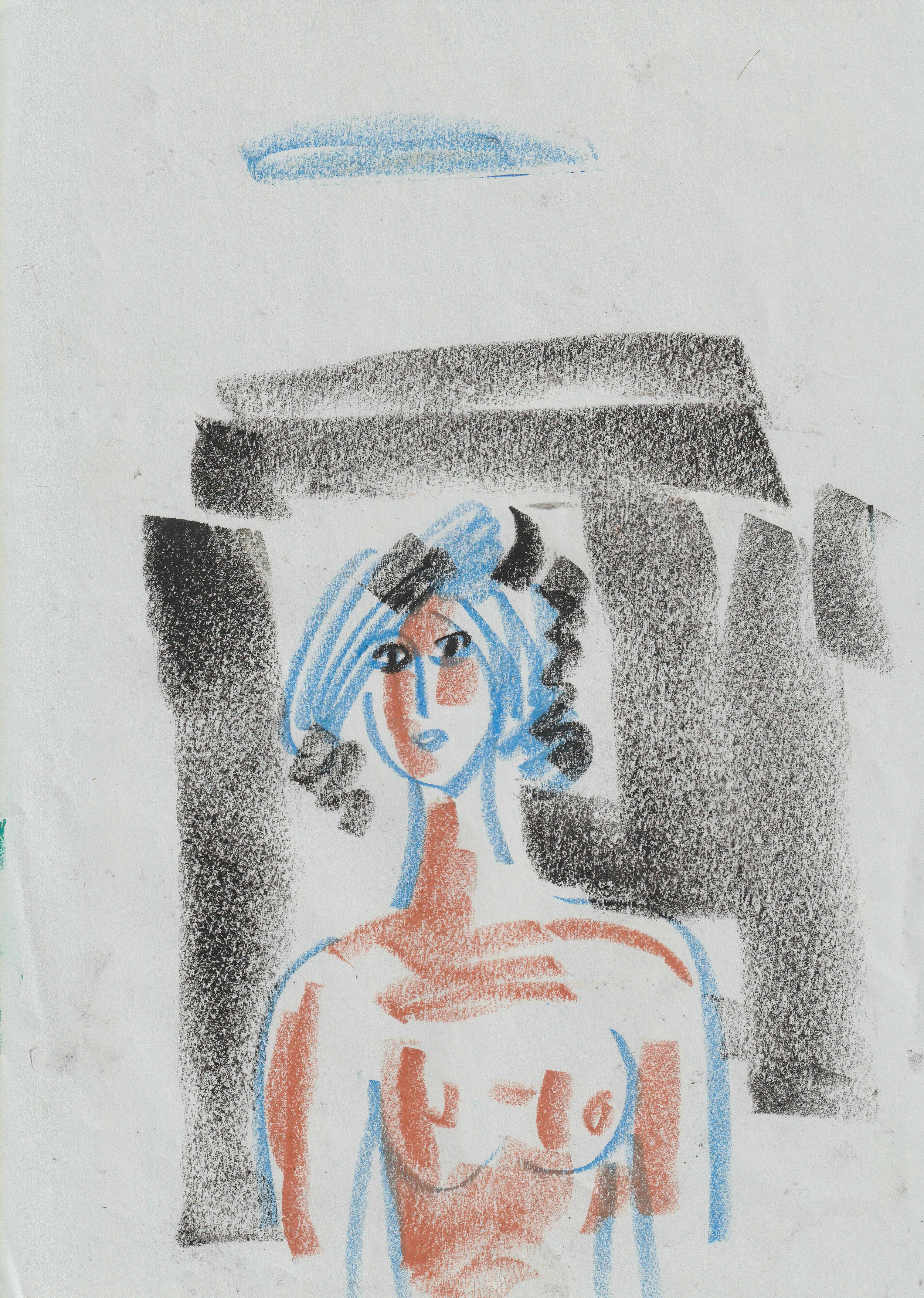 Tengiz Mirzashvili ‘Composition’ pastel on paper, 21 x 29,5 cm.