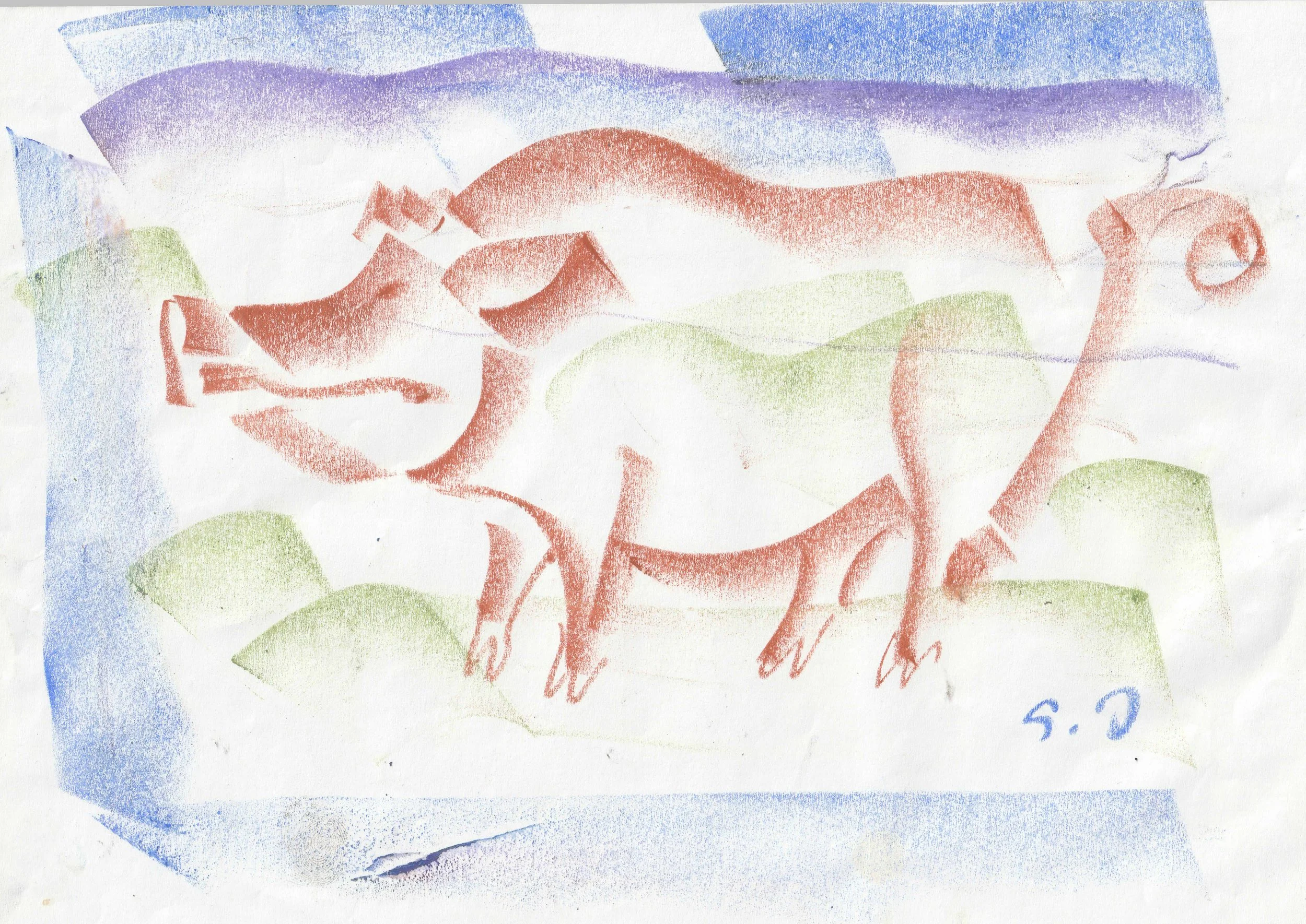 Tengiz Mirzashvili ‘Composition’ pastel on paper, 21 x 29,5 cm.