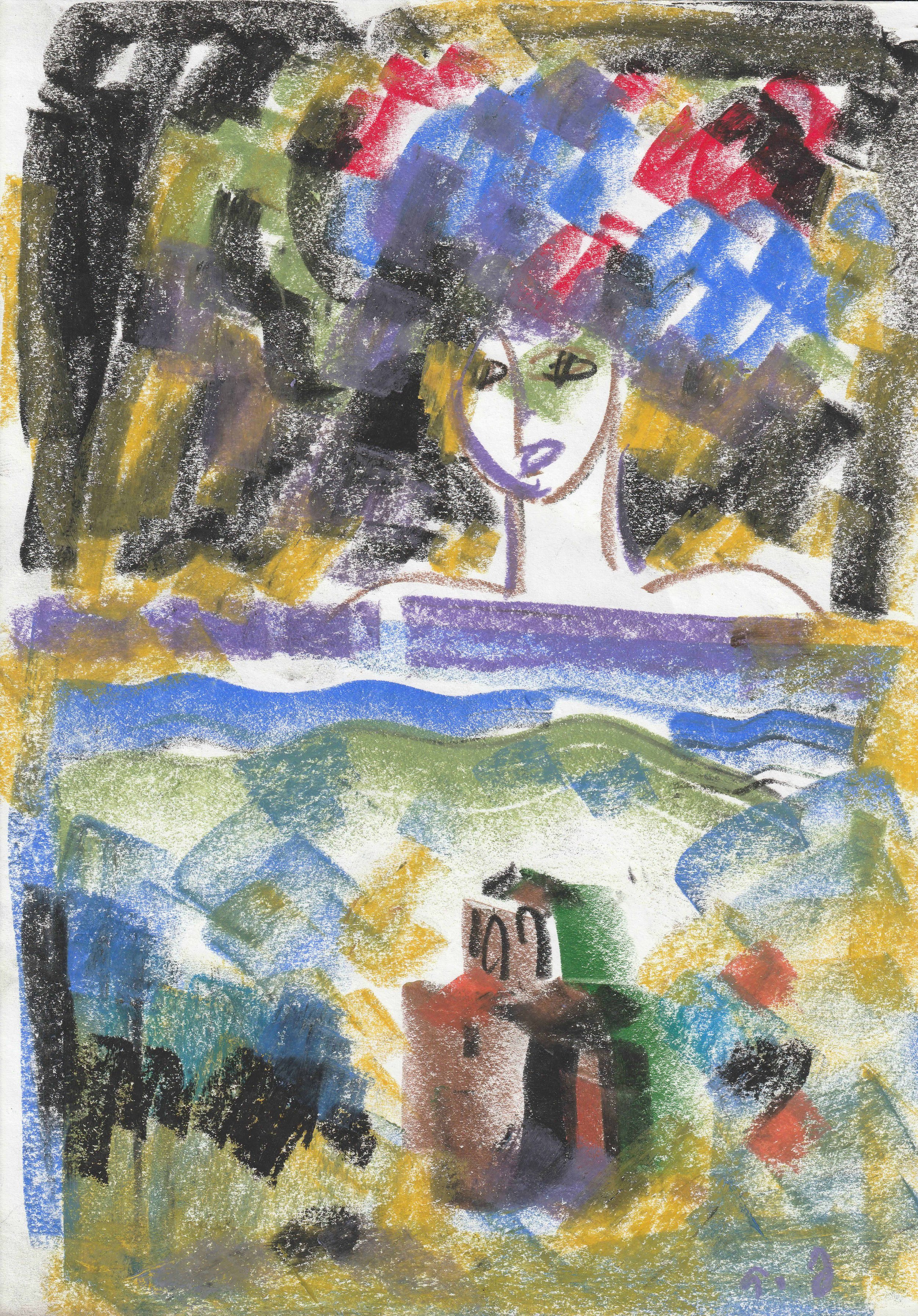 Tengiz Mirzashvili ‘Composition’ pastel on paper, 29,5 x 21 cm.