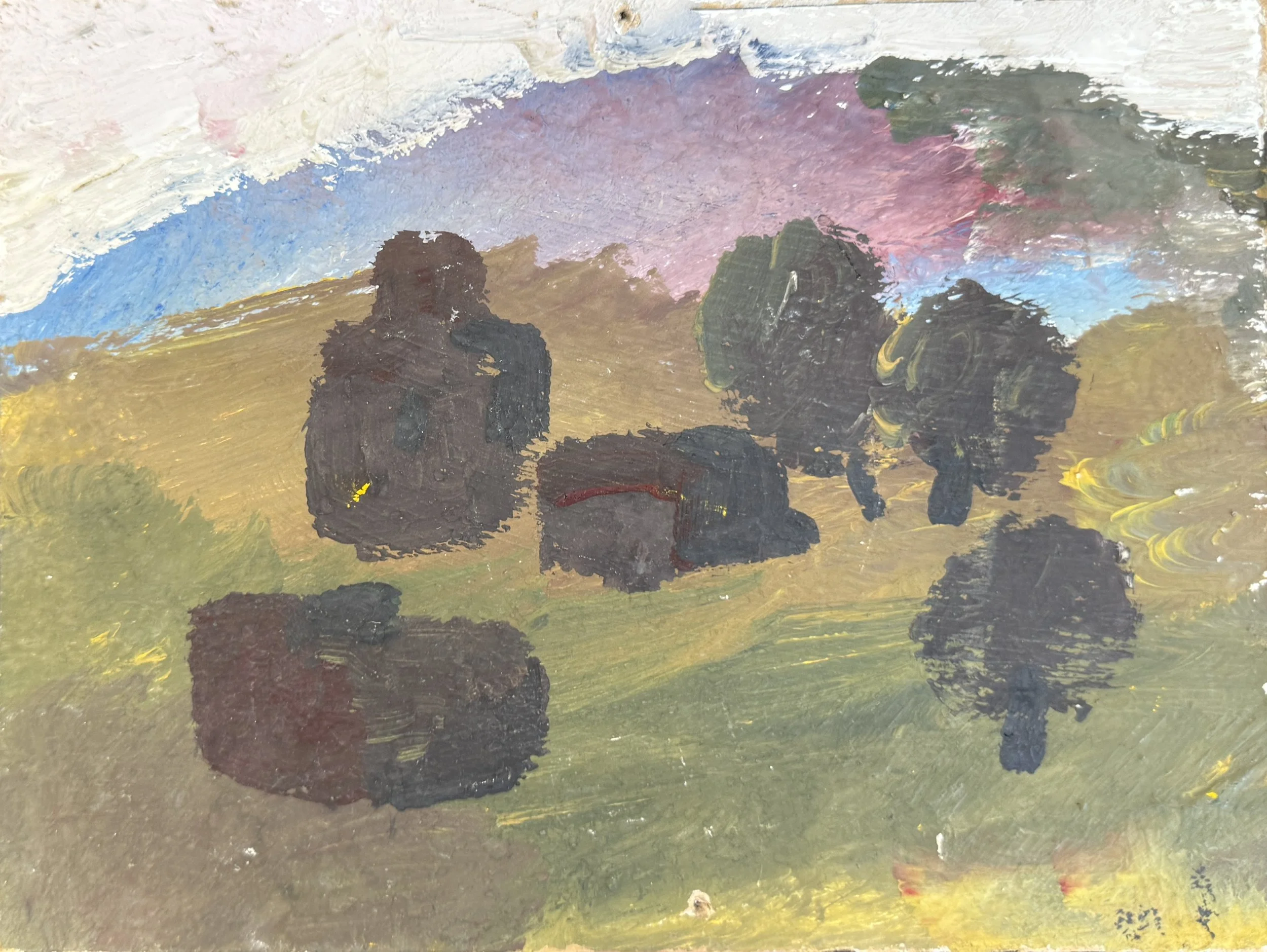 Tengiz Mirzashvili 'Landscape', tempera on board, 15.5 x 20.5 cm.