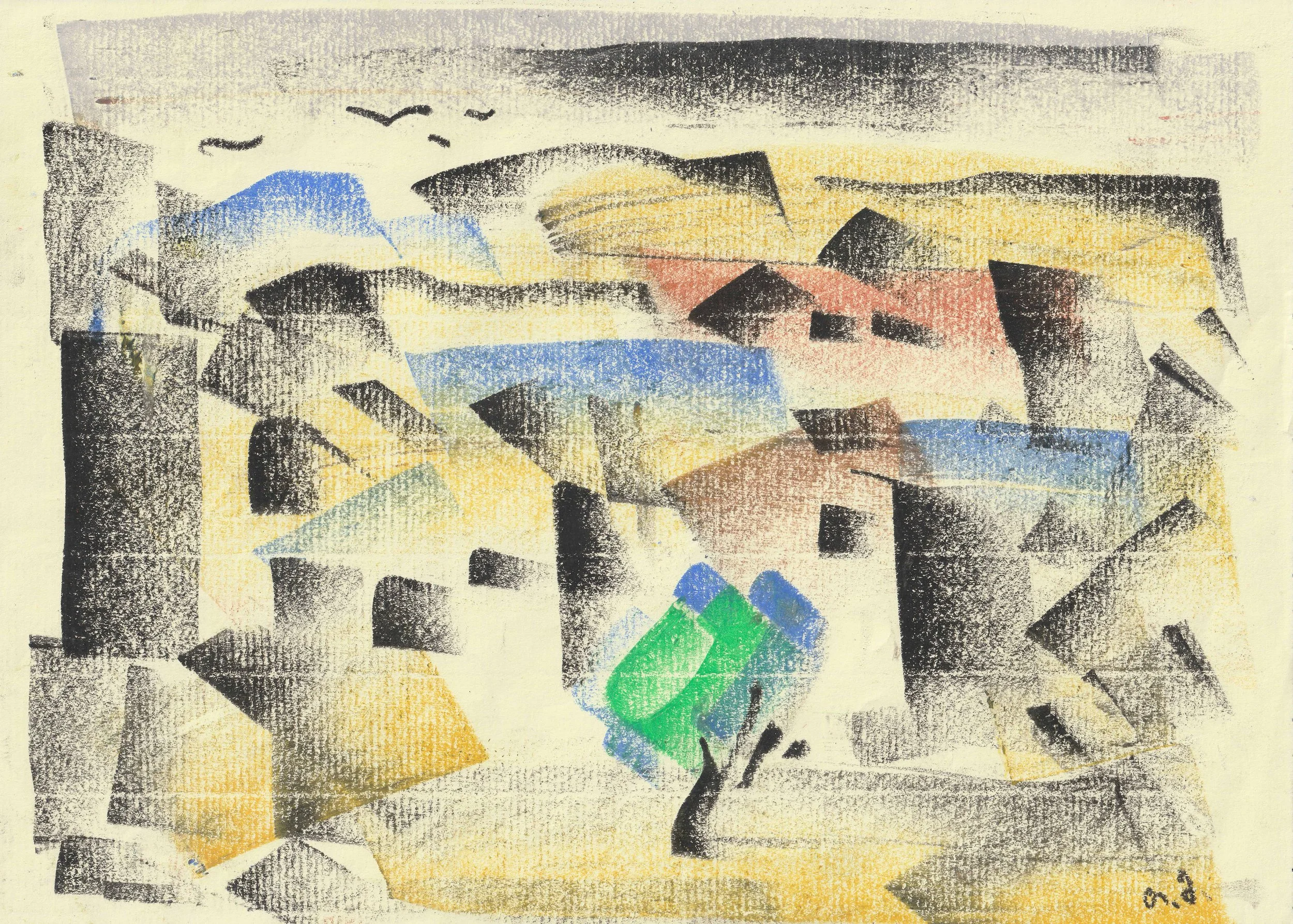 Tengiz Mirzashvili ‘Composition’ pastel on paper, 21 x 29,5 cm.