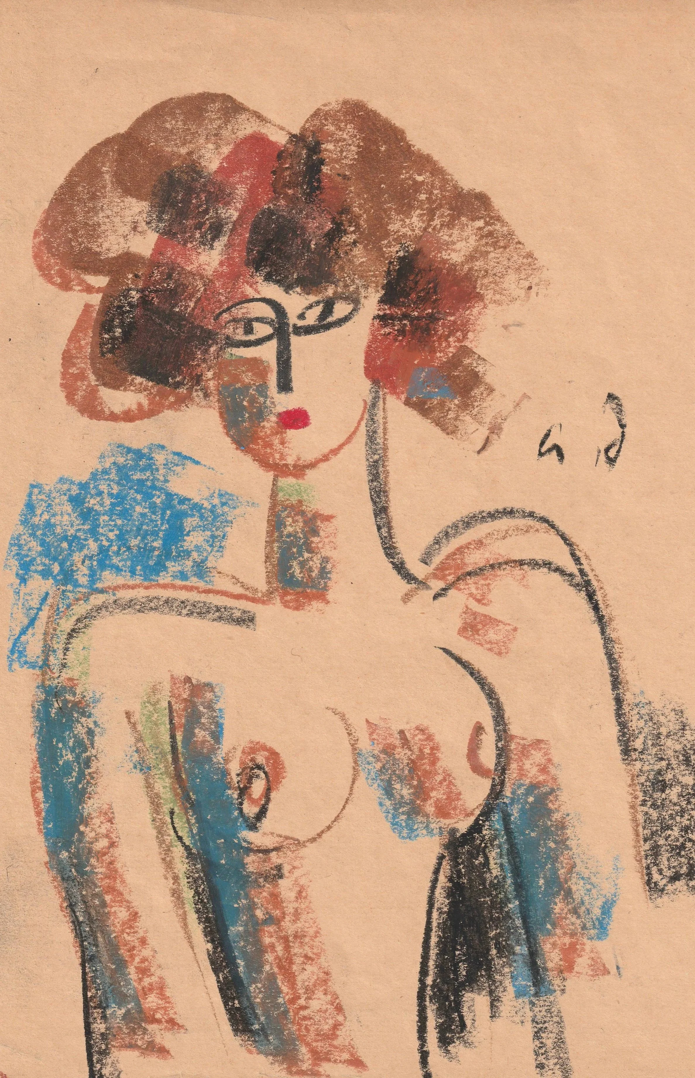 Tengiz Mirzashvili ‘Composition’ pastel on paper, 29,5 x 21 cm.