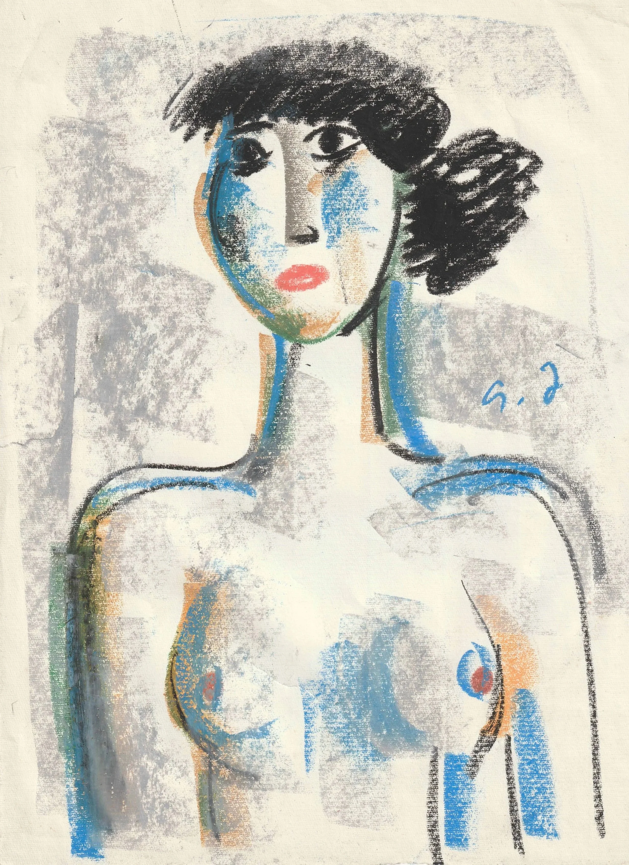 Tengiz Mirzashvili ‘Composition’ pastel on paper, 29,5 x 21 cm.
