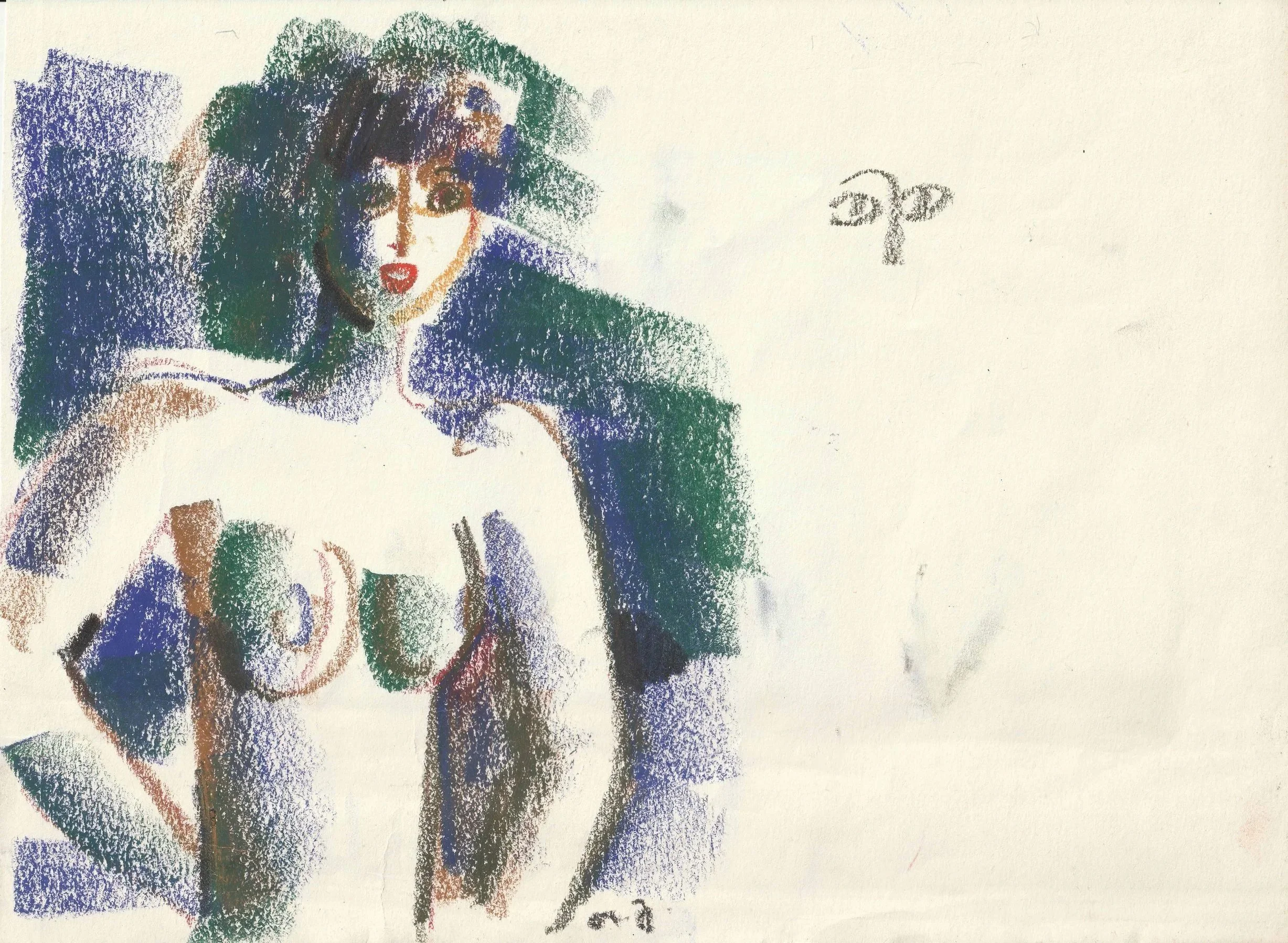 Tengiz Mirzashvili ‘Composition’ pastel on paper, 21 x 29,5 cm.