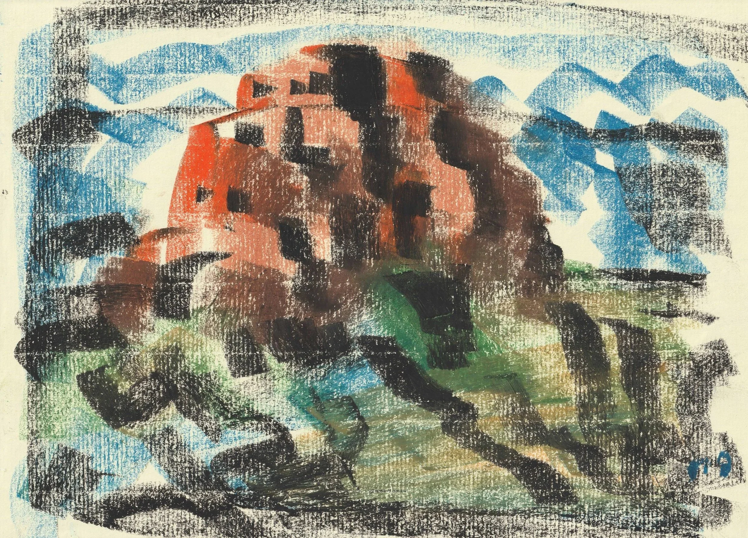 Tengiz Mirzashvili ‘Composition’ pastel on paper, 21 x 29,5 cm.
