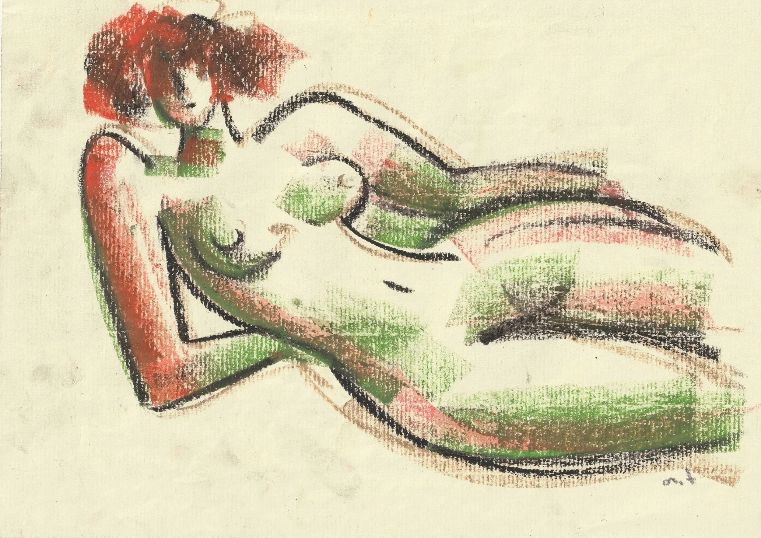 Tengiz Mirzashvili ‘Composition’ pastel on paper, 21 x 29,5 cm.