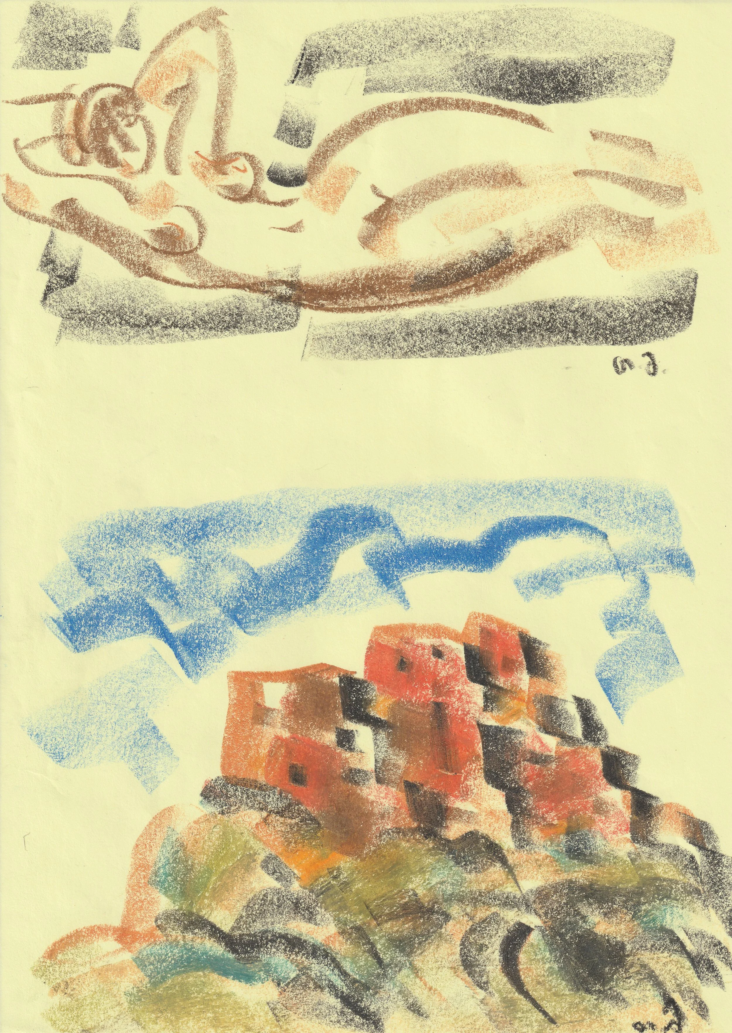 Tengiz Mirzashvili ‘Composition’ pastel on paper, 29,5 x 21 cm.