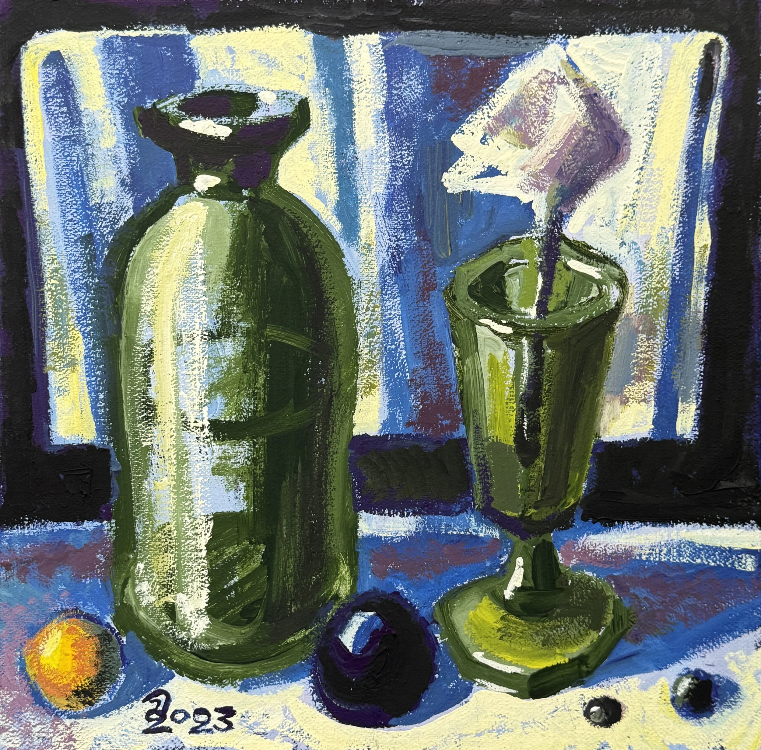 STILL LIFE WITH A GREEN BOTTLE