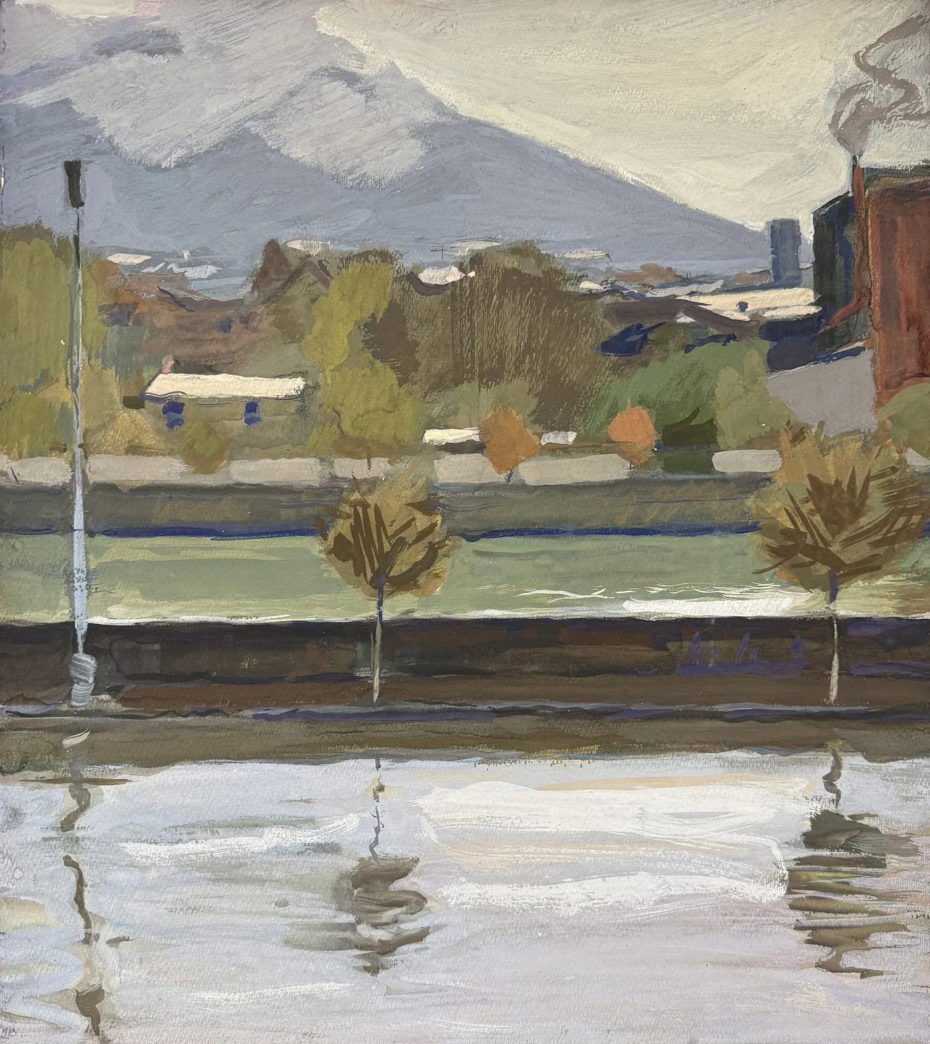 EMBACKMENT, gouache on paper, 45 x 40 cm.