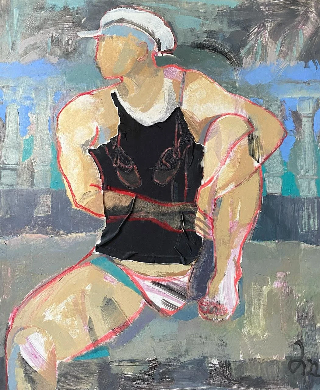 Tamuna Melikishvili ‘Sailor’, Oil, Acrylic, Applique on Canvas, 100X120 cm.