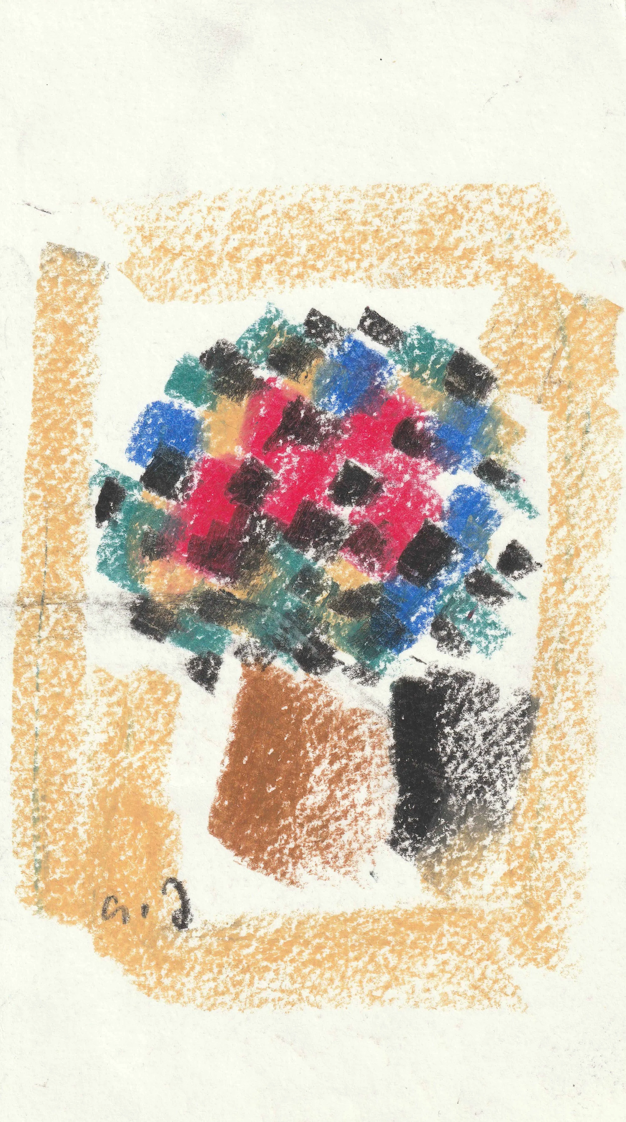 Tengiz Mirzashvili ‘Composition’ pastel on paper, 24 x 14 cm.