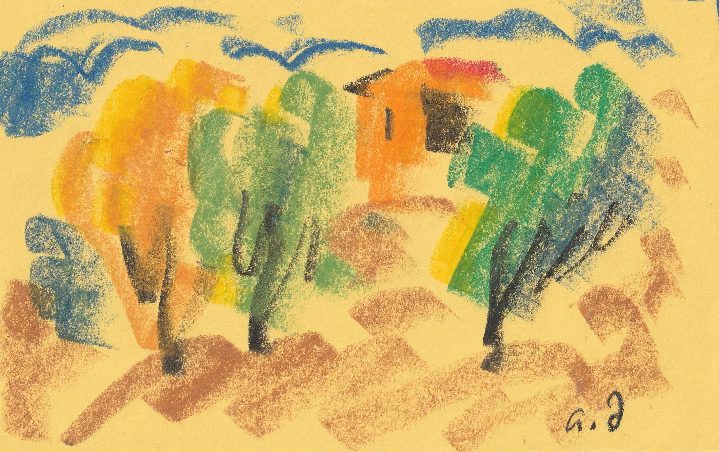 Tengiz Mirzashvili ‘Composition’ pastel on paper, 13 x 21 cm.