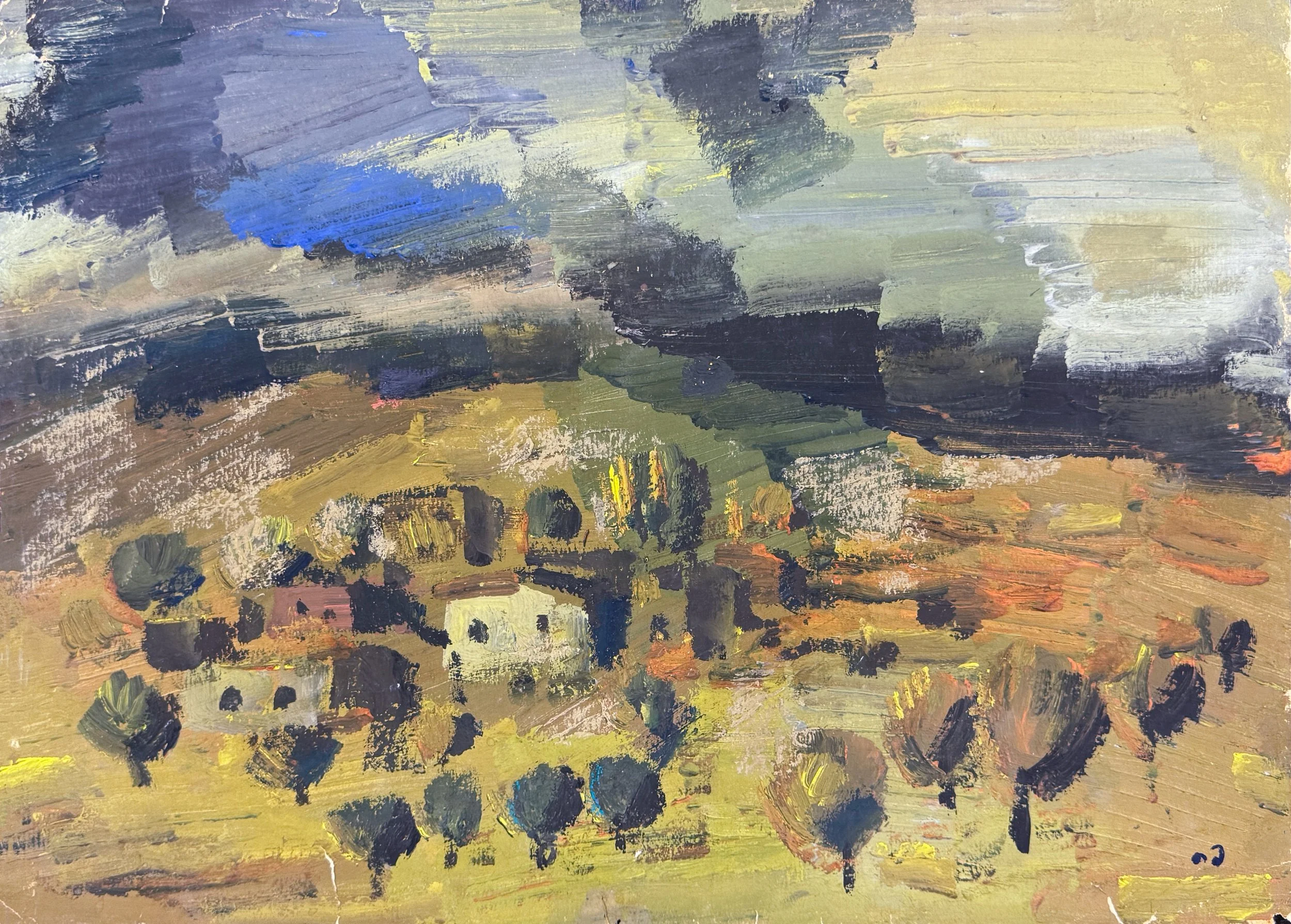 Tengiz Mirzashvili 'Landscape', tempera on board, 29 x 45 cm.