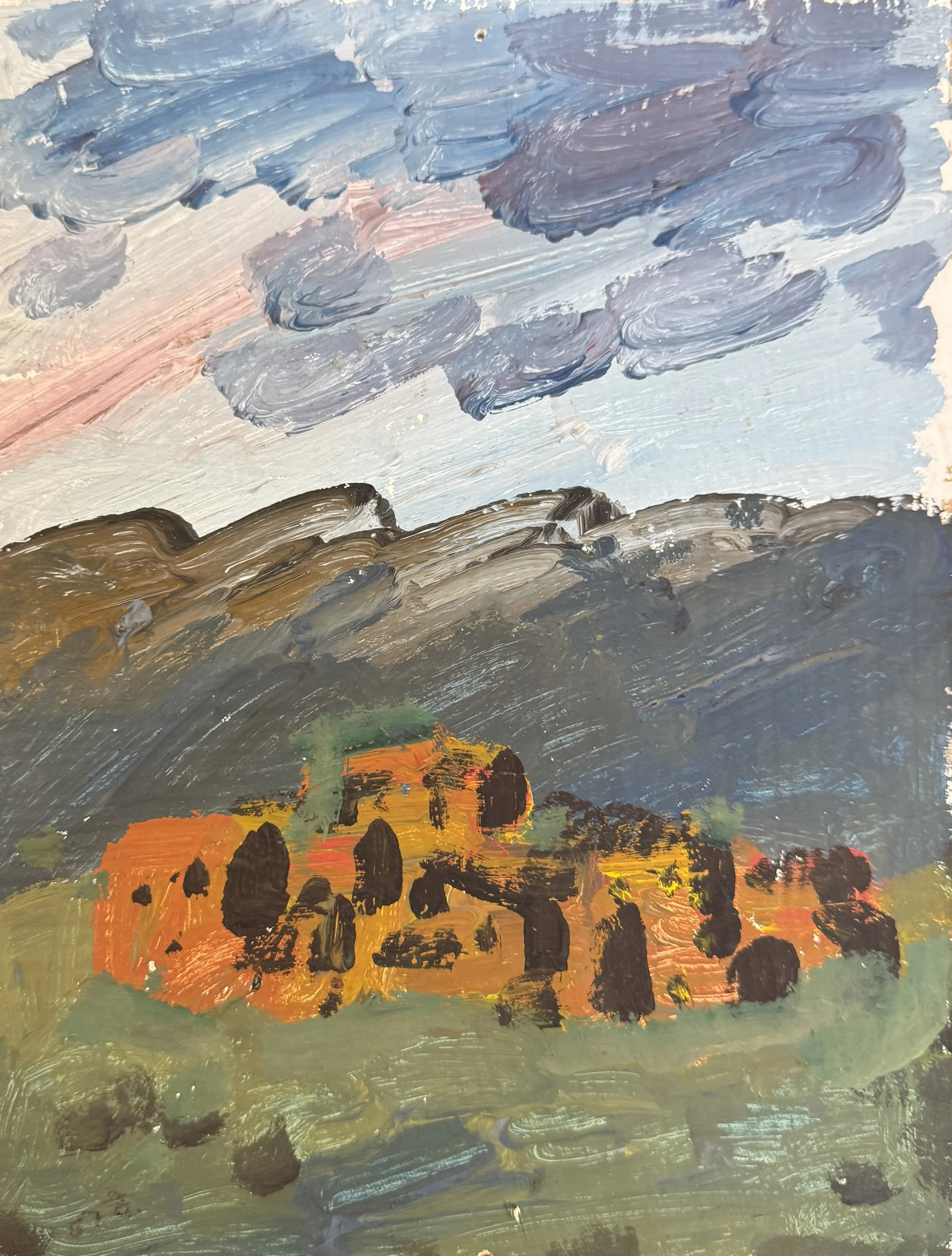Tengiz Mirzashvili 'Landscape', tempera on board, 27.5 x 23 cm.